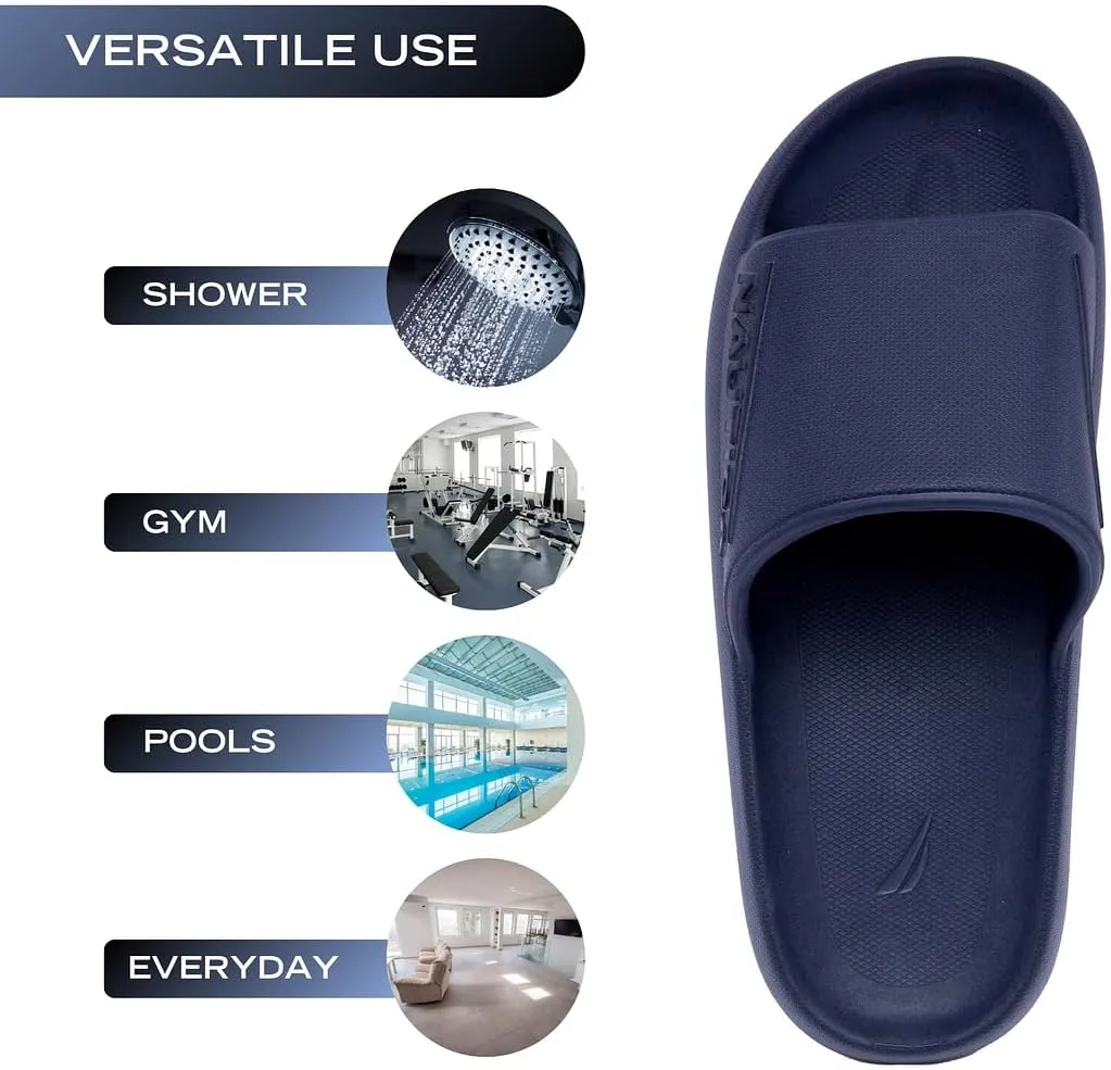 Nautica Men's Athletic Slides Sport Shower Sandals for Indoor & Outdoor - Slip Resistant, Lightweight, Durable and Comfortable