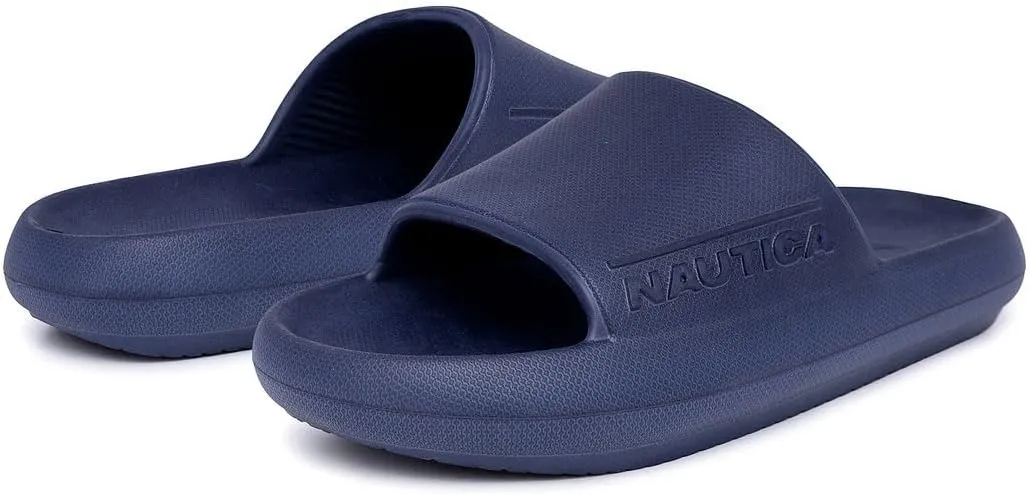 Nautica Men's Athletic Slides Sport Shower Sandals for Indoor & Outdoor - Slip Resistant, Lightweight, Durable and Comfortable