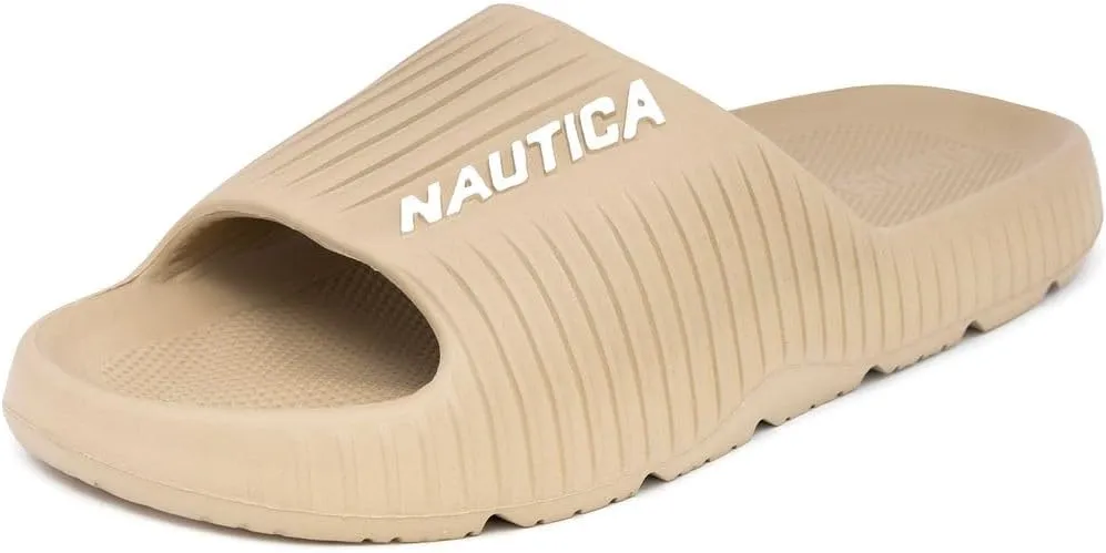 Nautica Men's Athletic Slides Sport Shower Sandals for Indoor & Outdoor - Slip Resistant, Lightweight, Durable and Comfortable