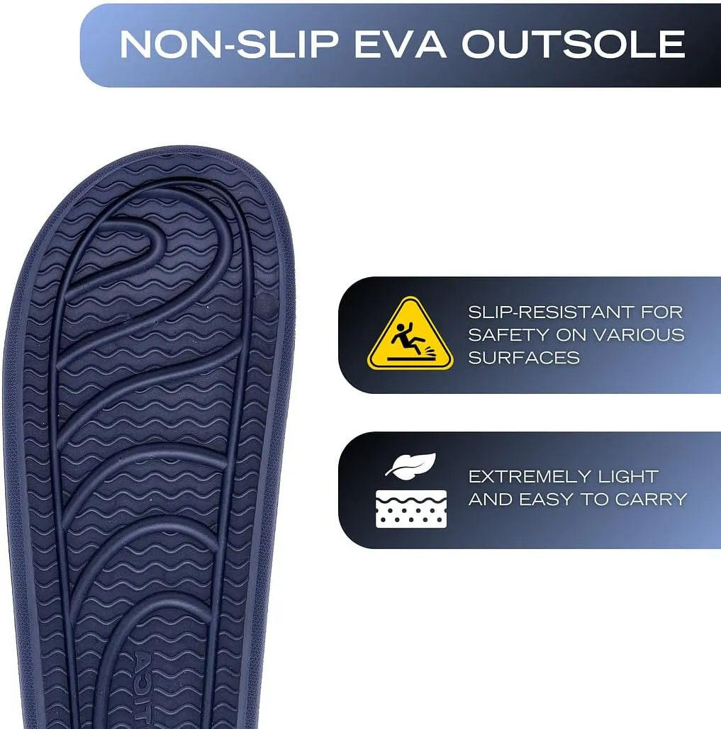 Nautica Men's Athletic Slides Sport Shower Sandals for Indoor & Outdoor - Slip Resistant, Lightweight, Durable and Comfortable