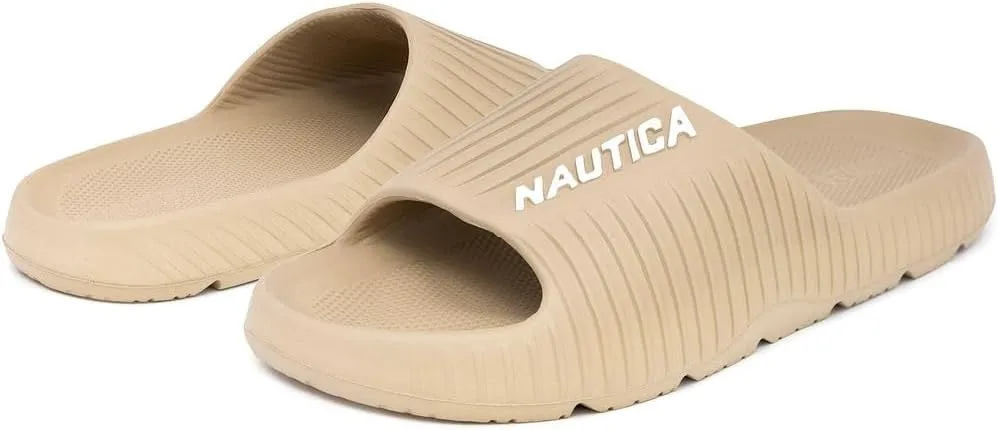 Nautica Men's Athletic Slides Sport Shower Sandals for Indoor & Outdoor - Slip Resistant, Lightweight, Durable and Comfortable
