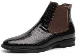 New Chelsea Boots For Men Crocodile Print Elastic Bandage Cowhide Leather Slip On Waterproof Non Anti-slip Work Classic Slip On