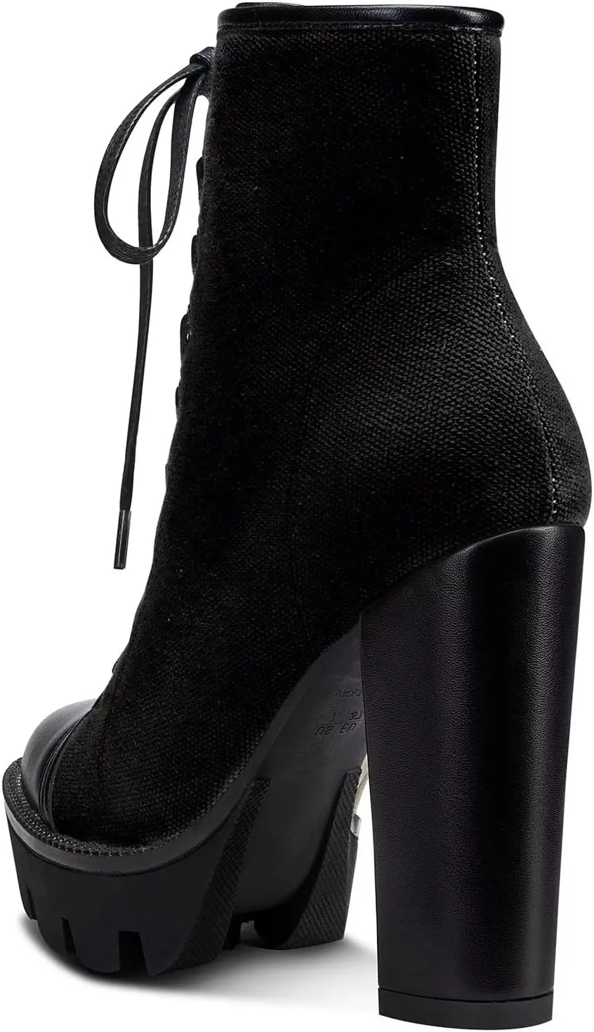 NobleOnly Women High Heel Platform Round Toe Ankle Boots Short Bootie Zipper Lace-up Riding Boots Classic Party Office 5.1 Inches Heels