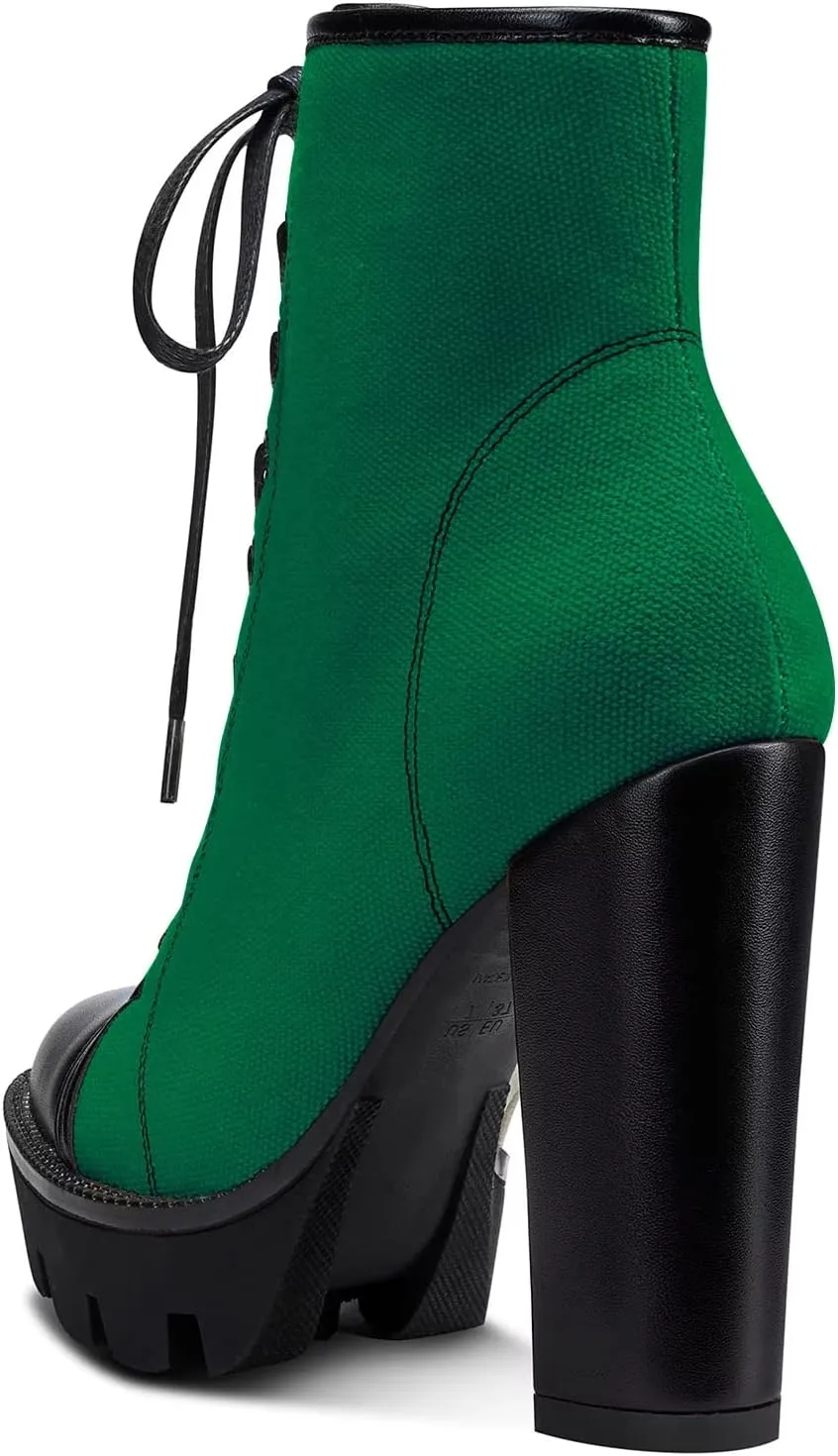 NobleOnly Women High Heel Platform Round Toe Ankle Boots Short Bootie Zipper Lace-up Riding Boots Classic Party Office 5.1 Inches Heels