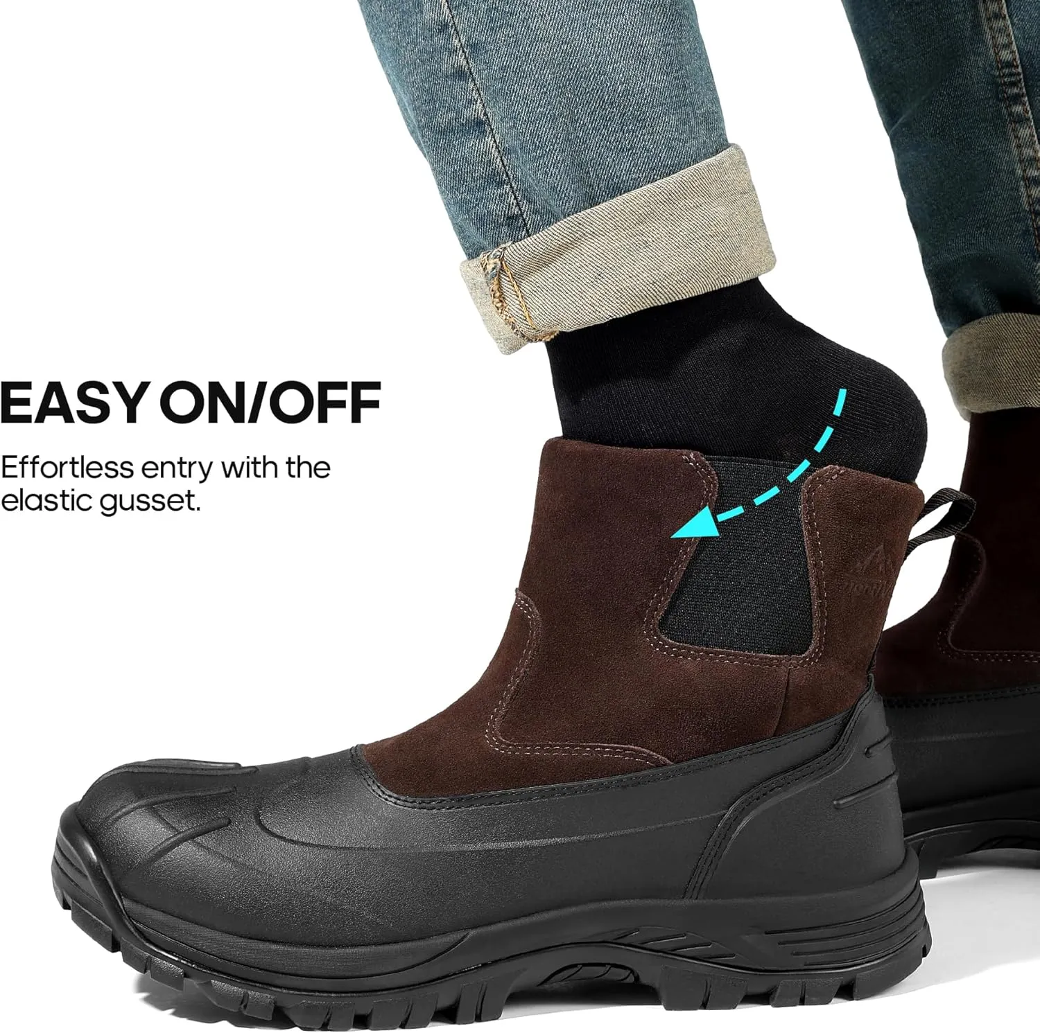 NORTIV 8 Mens Slip on Winter Waterproof Rain Boot for Outdoor