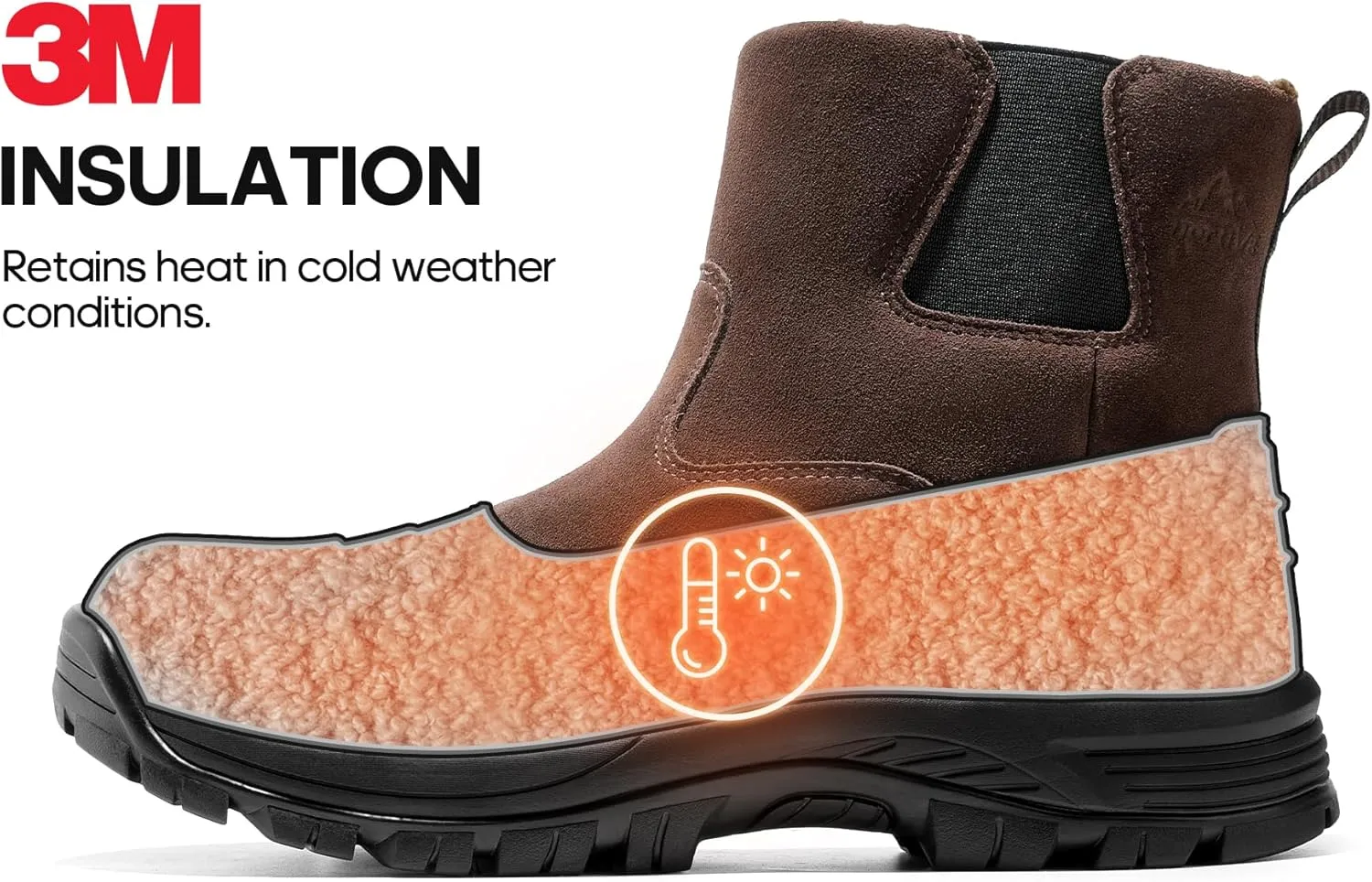 NORTIV 8 Mens Slip on Winter Waterproof Rain Boot for Outdoor