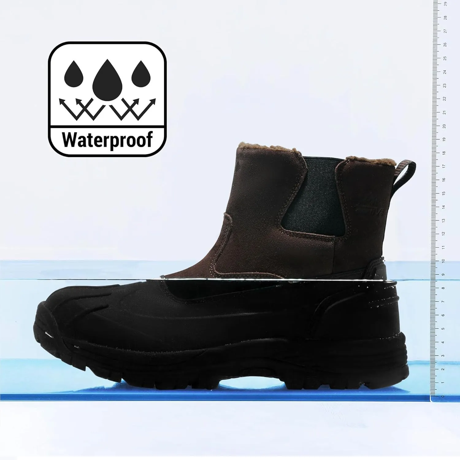 NORTIV 8 Mens Slip on Winter Waterproof Rain Boot for Outdoor