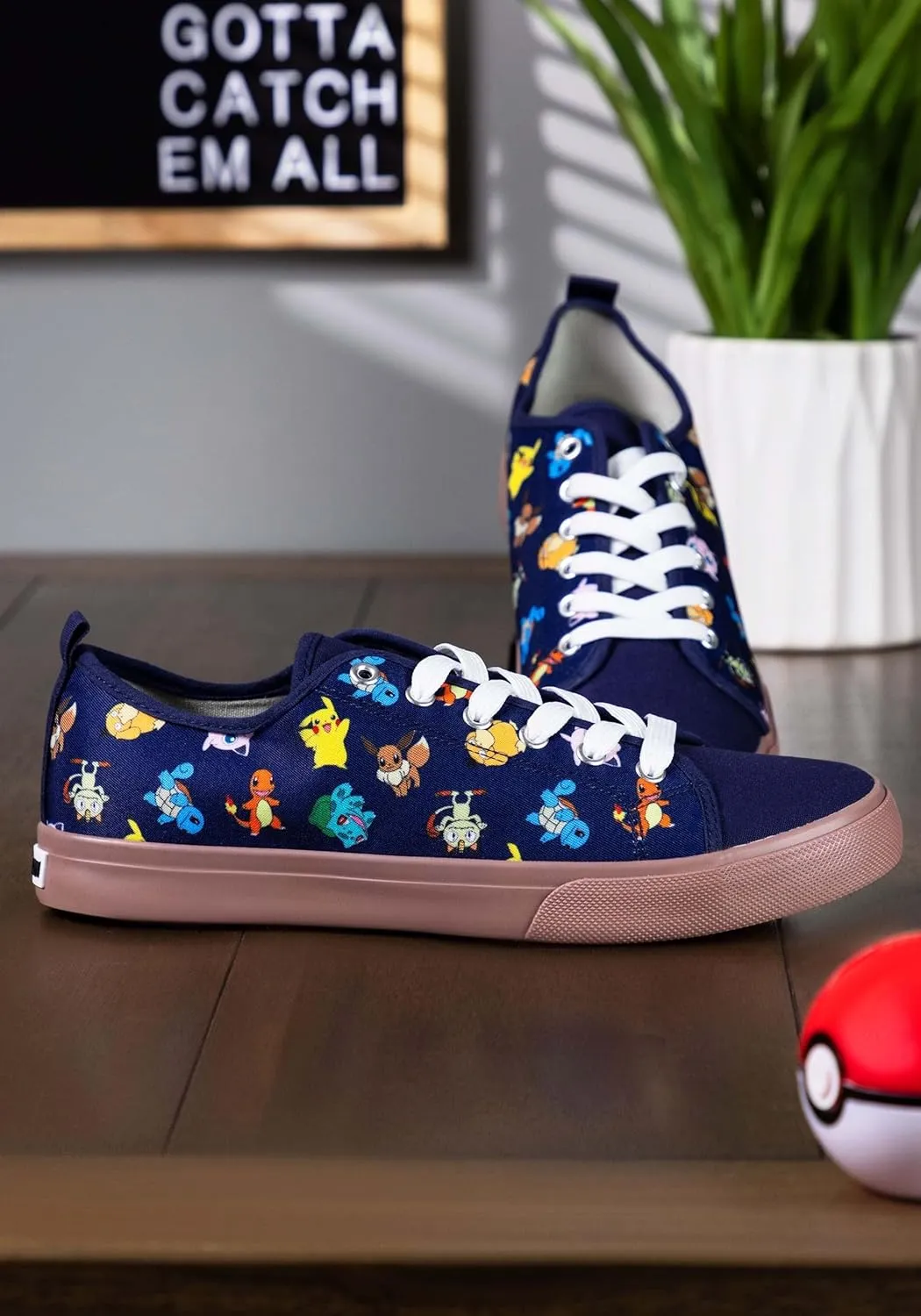Officially Licensed Pokémon Low Top Adult Shoes | Comfortable Themed Footwear for Cosplay, Everyday, Parties