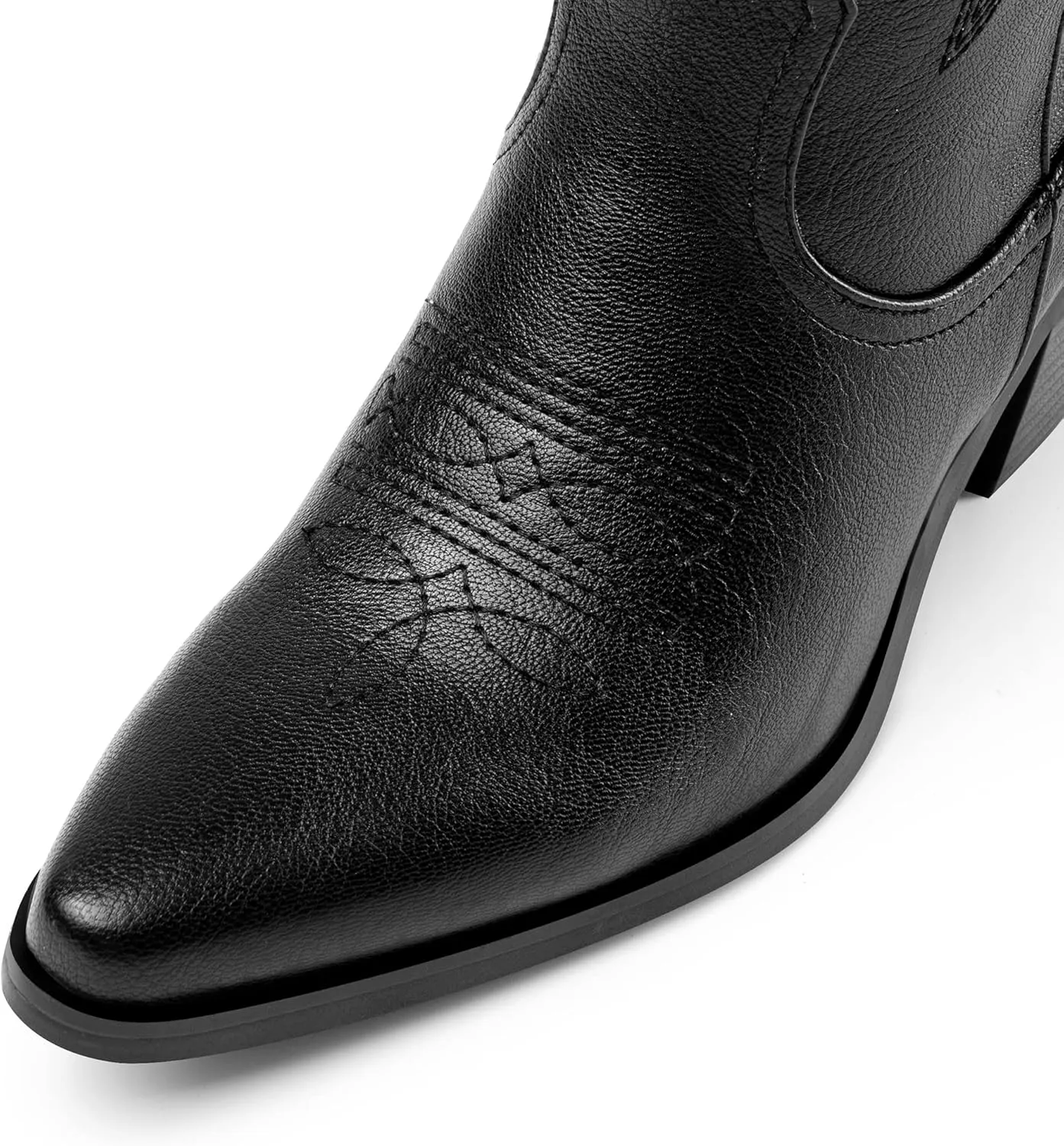Oh Mispares Women's Western Style Knee High Cowgirl Boots Embroidered Wide Calf Pointed Toe Chunky Block Heel Cowboy Boots