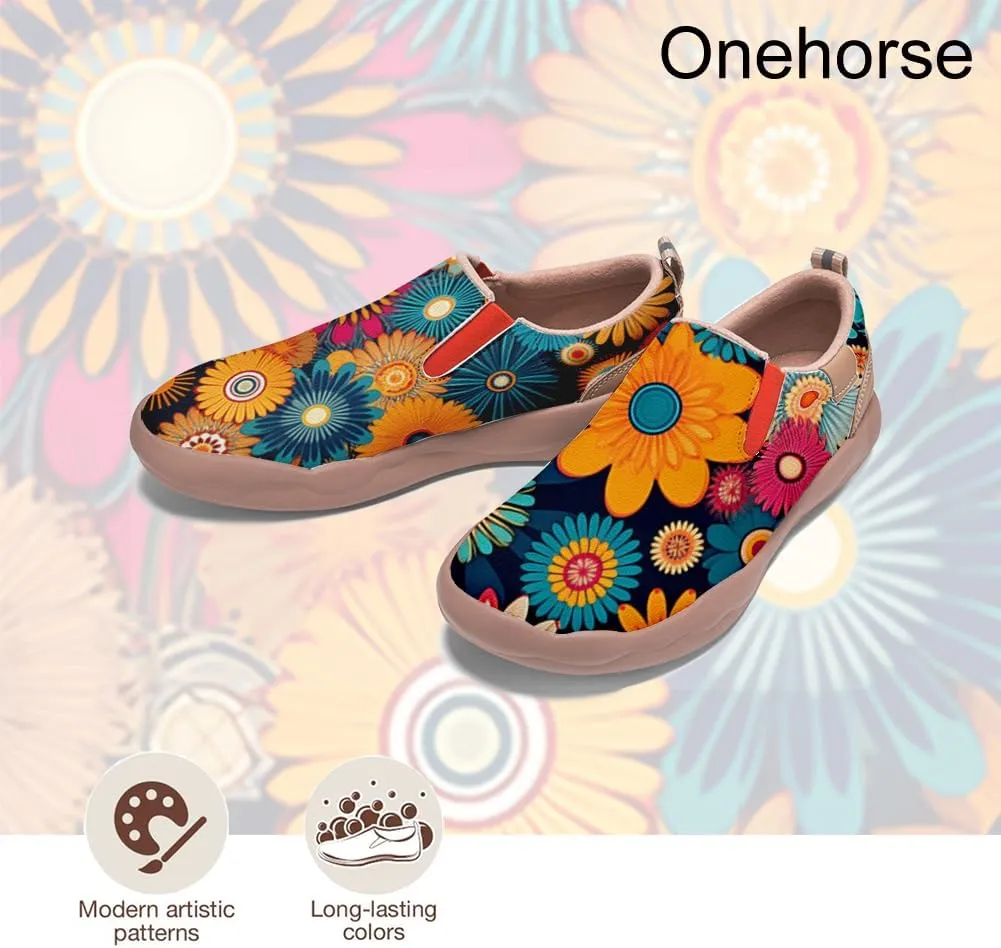 Onehorse Women's Mandala Painted Shoes Walking Travel Casual Loafers Slip On Sneakers