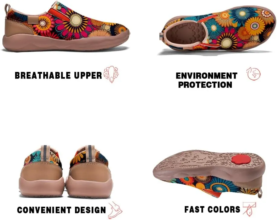 Onehorse Women's Mandala Painted Shoes Walking Travel Casual Loafers Slip On Sneakers