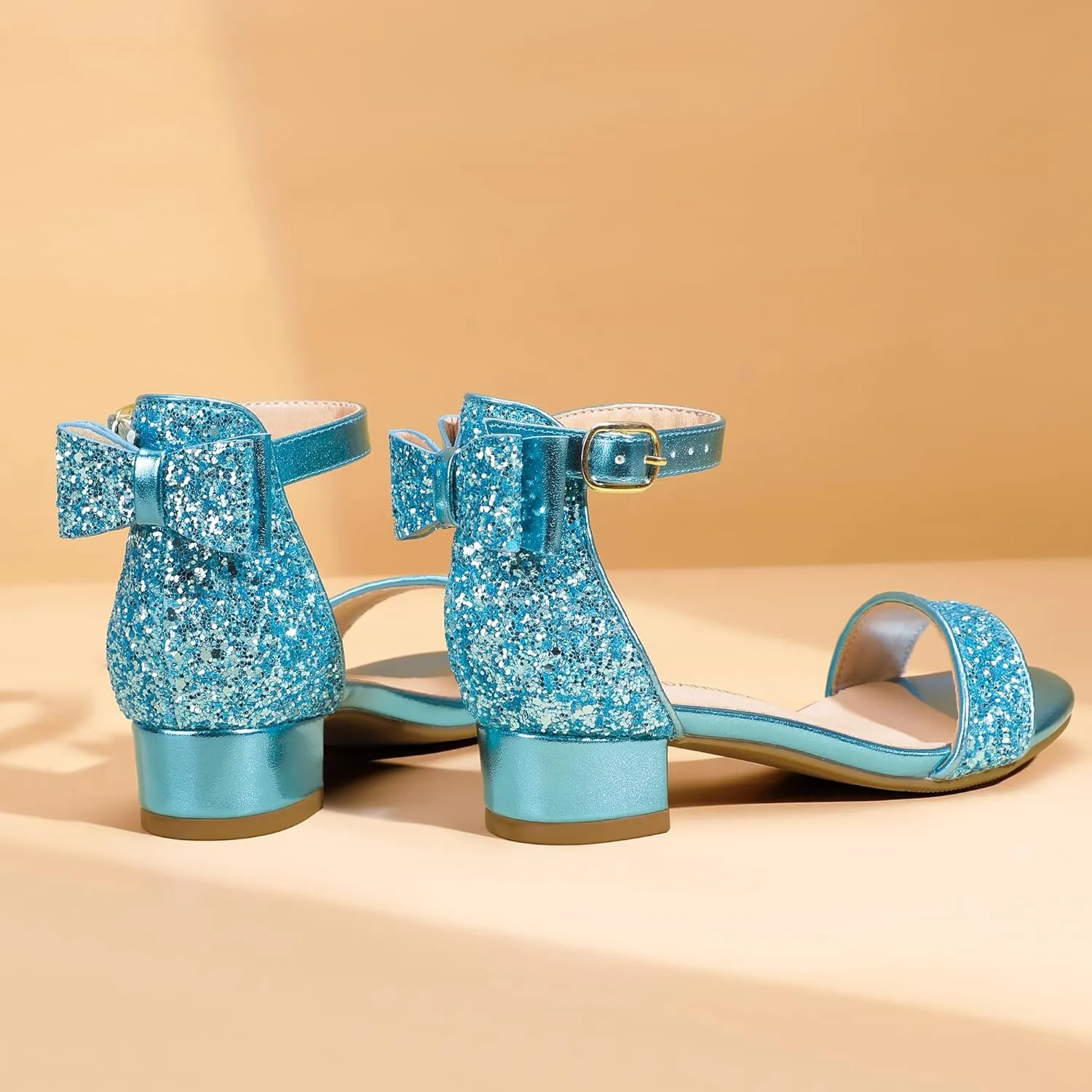 PANDANINJIA Girls Dress Shoes Toddler Kids Heels Sandals Ankle Strap Wedding Party Phoebe Flower Girl Shoes