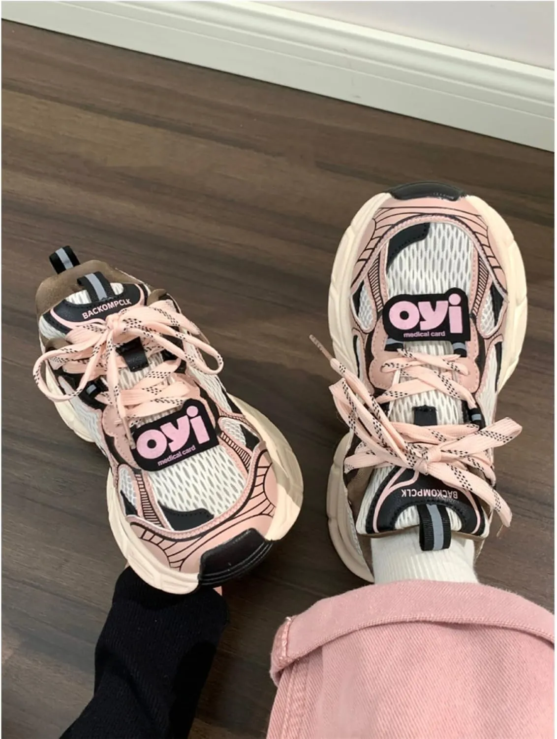 Pink Retro Dad Sneakers for Women & Girls - Breathable Mesh & Chunky Platform Cute Shoes, Y2K Streetwear Chic for Beach Travel, City Walk, Cloud-Like Comfy Athleisure, Kawaii Everyday, Back to School