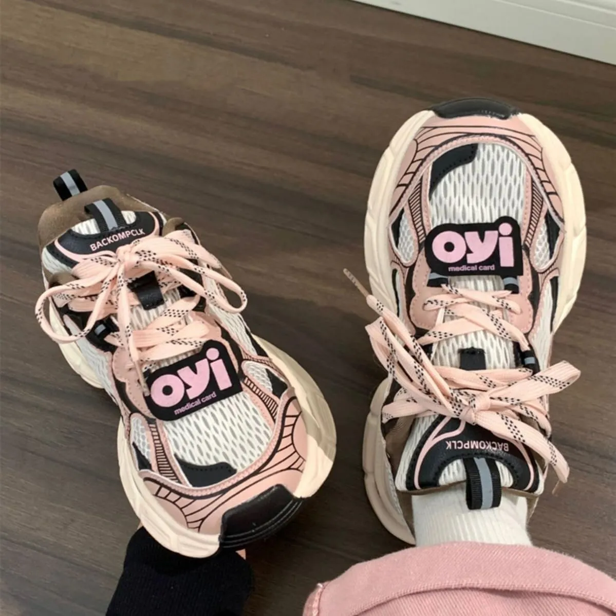 Pink Retro Dad Sneakers for Women & Girls - Breathable Mesh & Chunky Platform Cute Shoes, Y2K Streetwear Chic for Beach Travel, City Walk, Cloud-Like Comfy Athleisure, Kawaii Everyday, Back to School