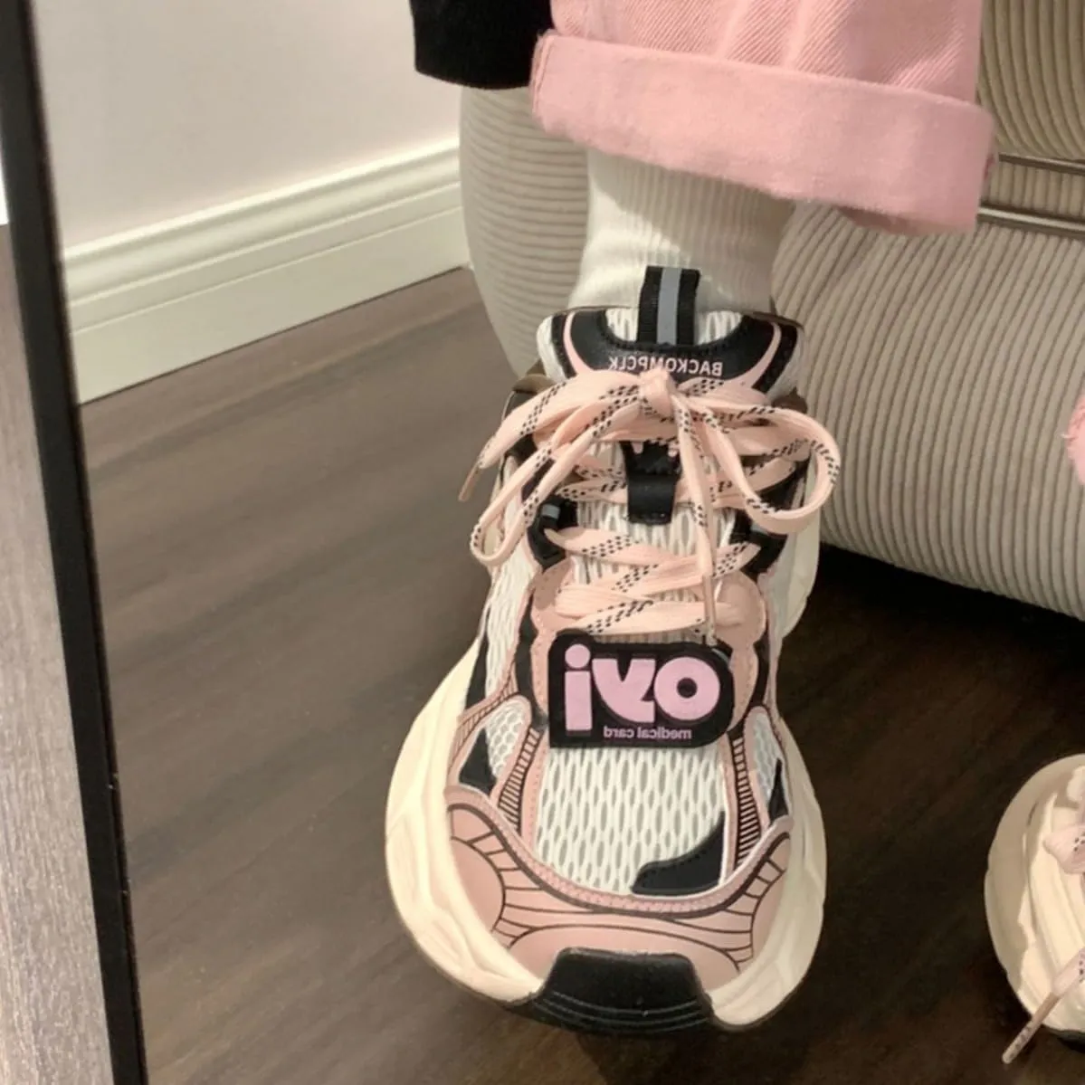 Pink Retro Dad Sneakers for Women & Girls - Breathable Mesh & Chunky Platform Cute Shoes, Y2K Streetwear Chic for Beach Travel, City Walk, Cloud-Like Comfy Athleisure, Kawaii Everyday, Back to School