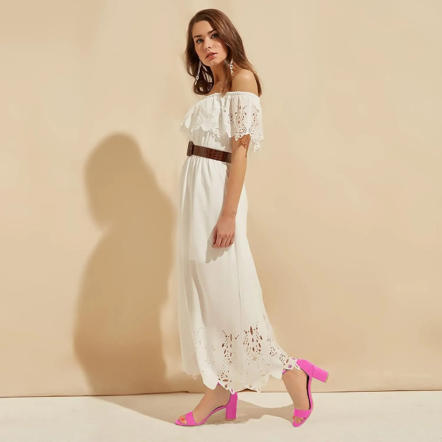 PIZZ ANNU Women's Open Toe Ankle Strap Low Block Chunky Heels Sandals Party Dress Pumps Shoes Strappy Buckle Sandals with 2.6" Tall Thick Heel Design