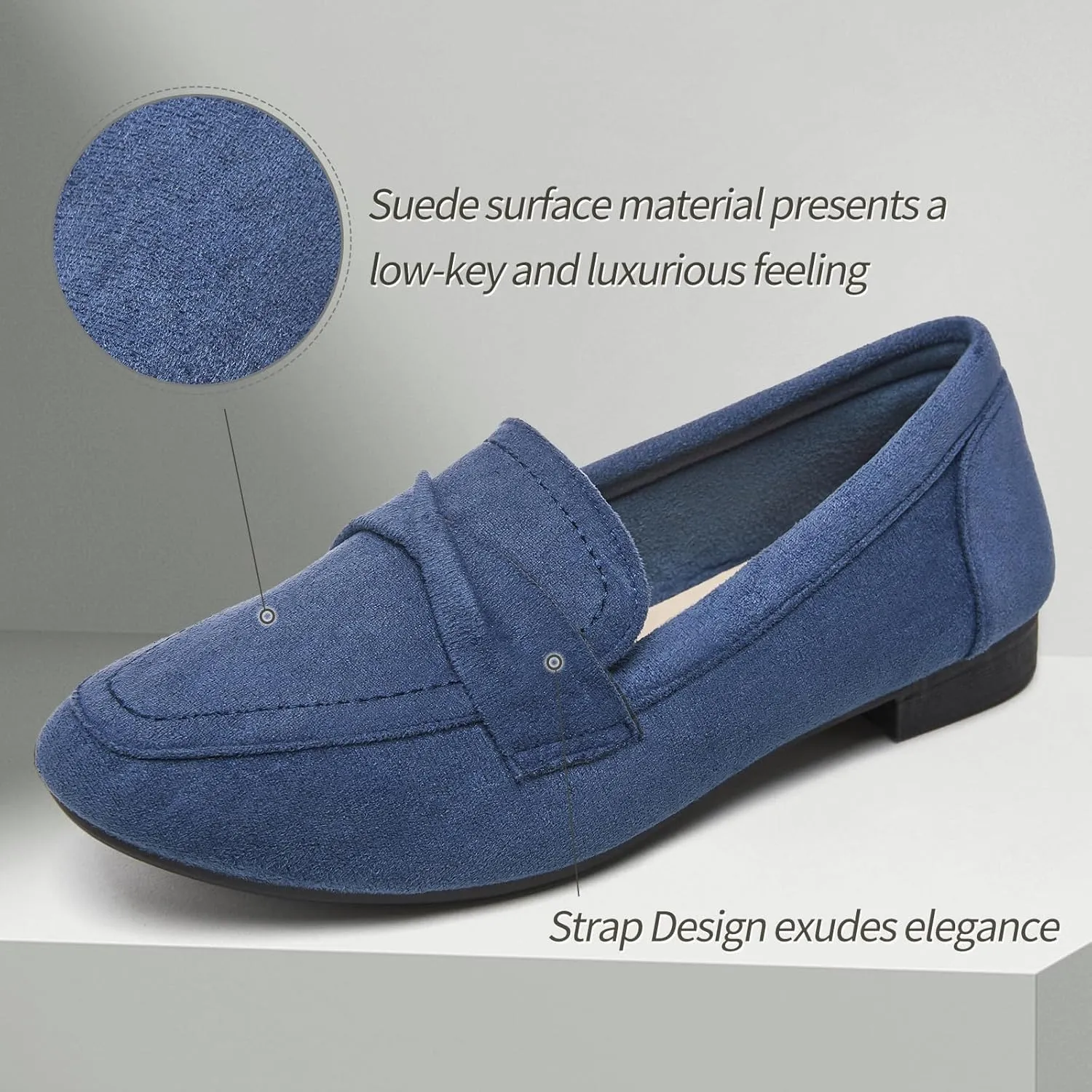 POVOGER Loafers for Women Slip on Shoes Black Flats Shoes Comfortable Work Shoes for Women Square Toe Ballets Flats