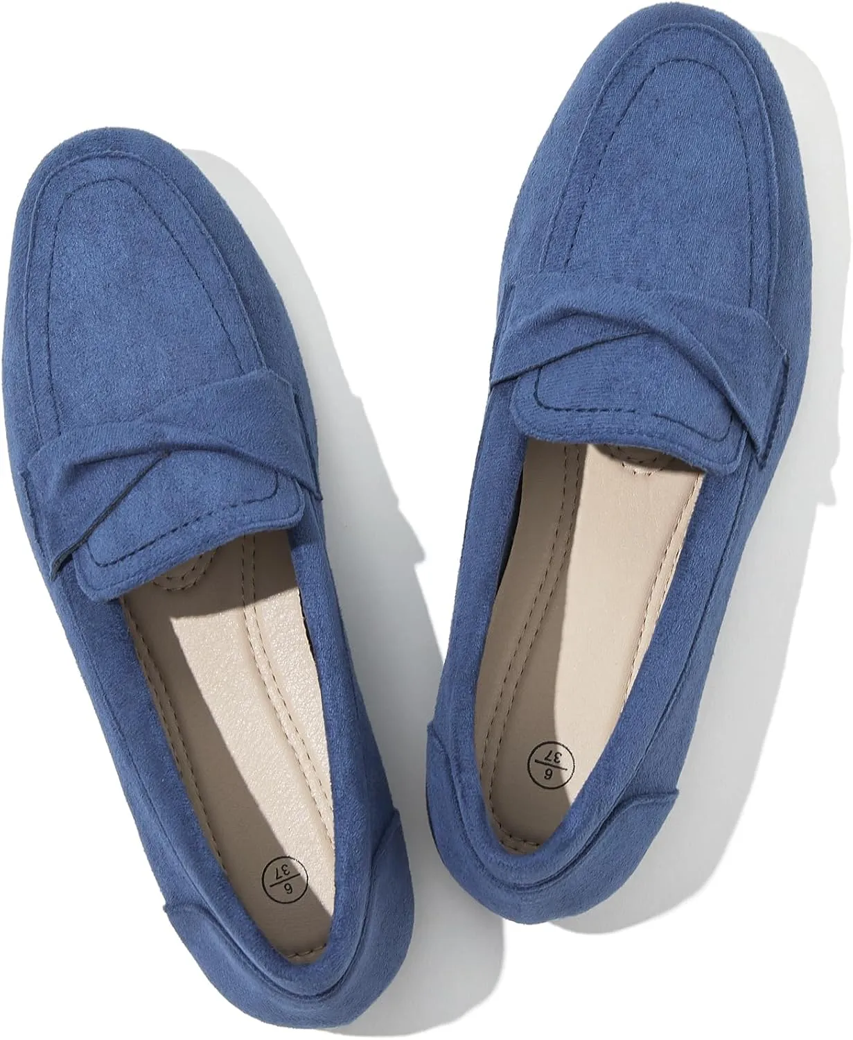 POVOGER Loafers for Women Slip on Shoes Black Flats Shoes Comfortable Work Shoes for Women Square Toe Ballets Flats