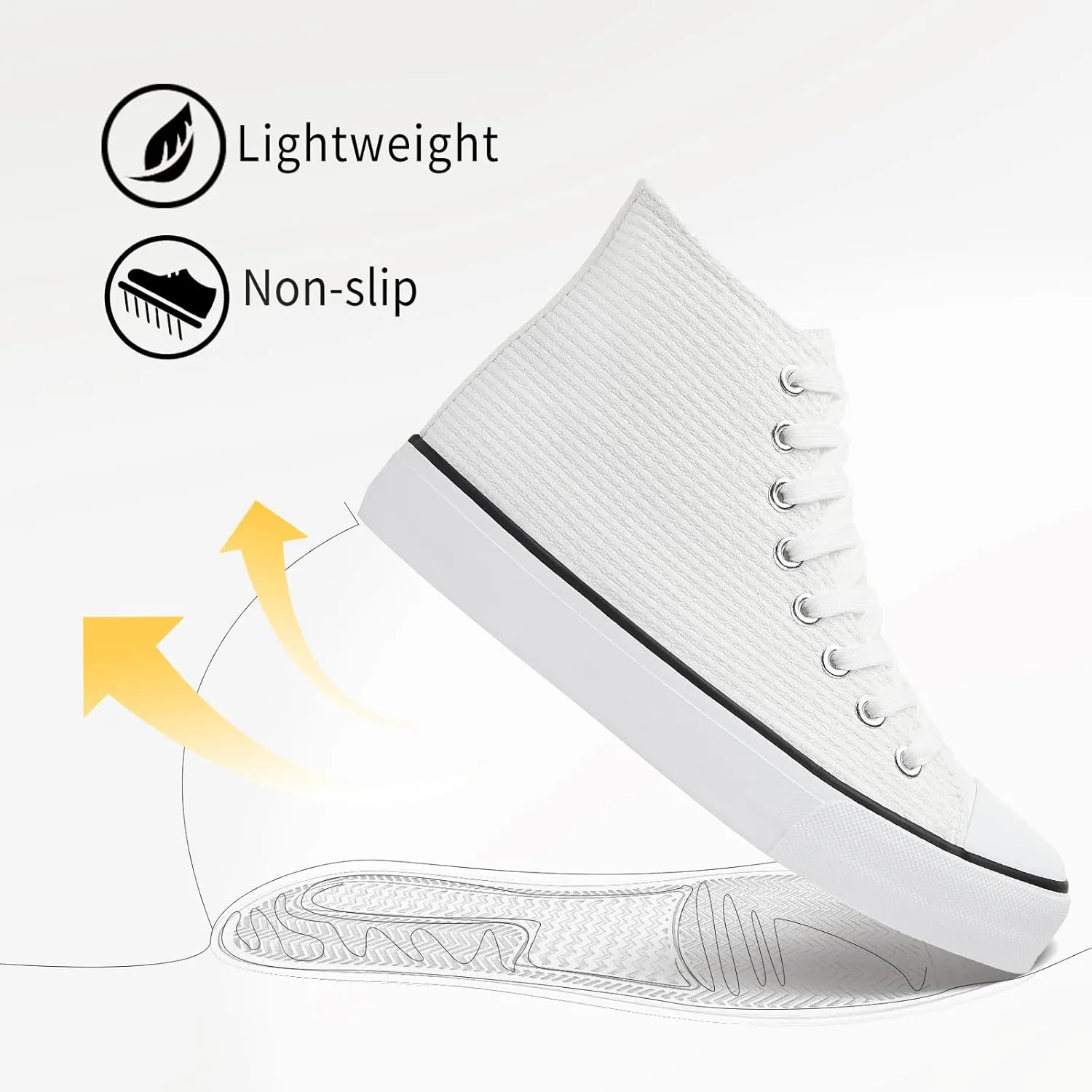 POVOGER Womens High Top Sneakers White High Tops Canvas Shoes for Women Fashion Casual Tennis Shoes for Walking