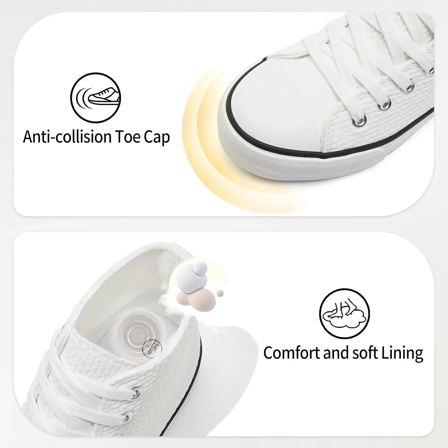 POVOGER Womens High Top Sneakers White High Tops Canvas Shoes for Women Fashion Casual Tennis Shoes for Walking