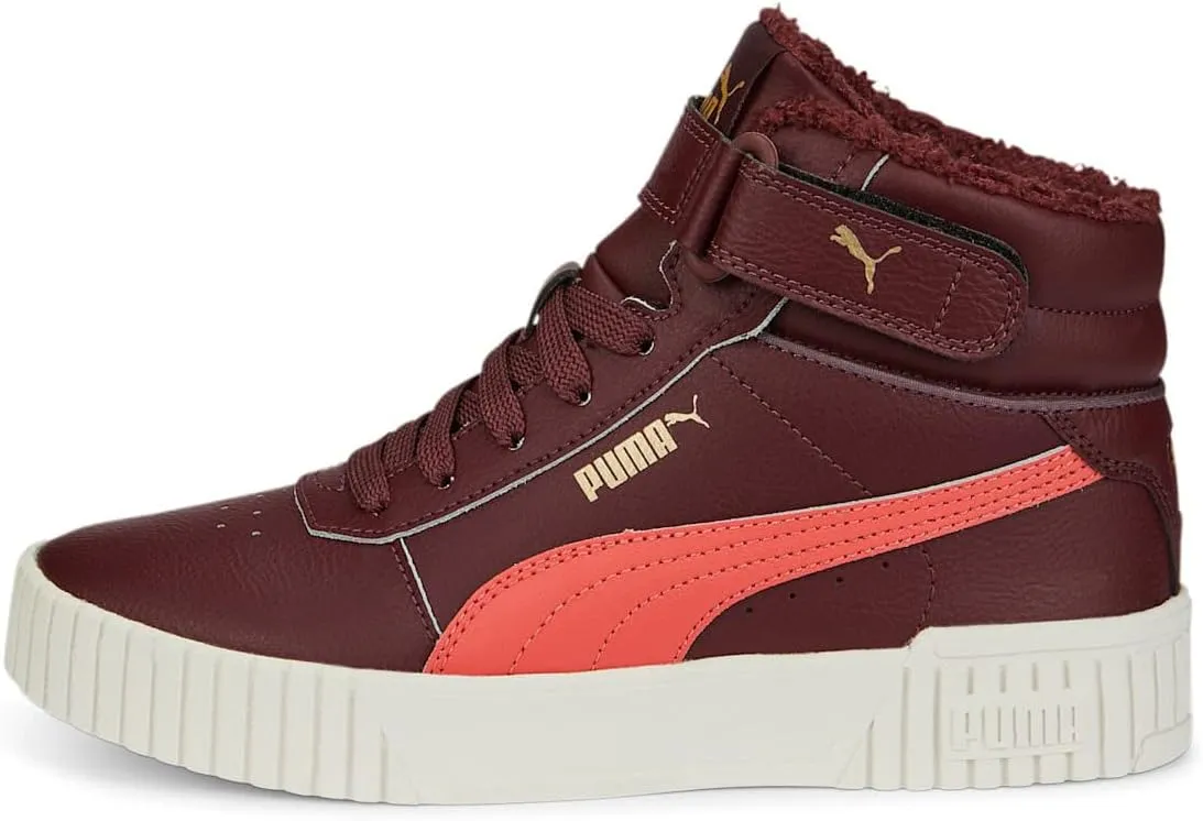 Puma - Kids Carina 2.0 Mid WTR Shoes, Size: 5 M US Big Kid, Color: Aubergine/Salmon/Puma Team Gold