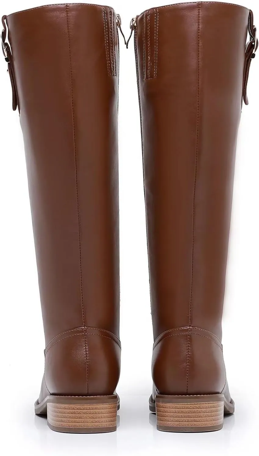 Riding Boots for Women Knee High Boots Round Toe Motorcycle Low Chunky Heel Boots for Women