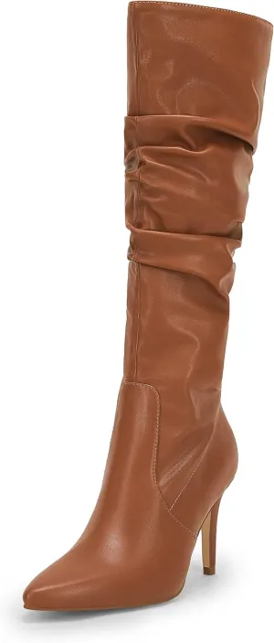 Rilista Womens Knee High Boots Pointed Toe High Heel Fall Fashion Mid Calf Stiletto Booties
