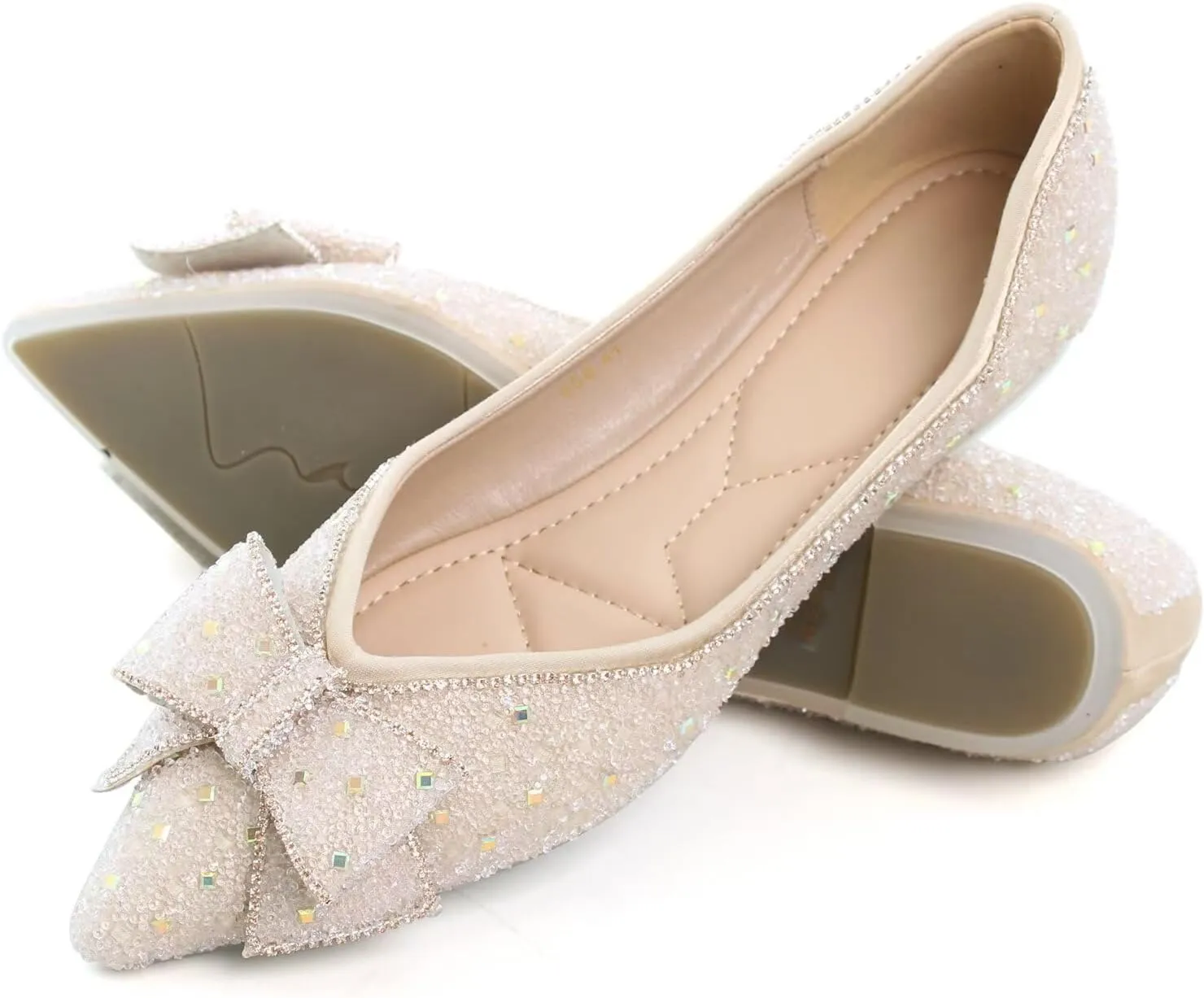 SAILING LU Women's Flats Shoes Sparkly Rhinestone Dressy Casual Slip ons Ballet Flats Floral Dress Shoes for Women Wedding Flats Comfortable