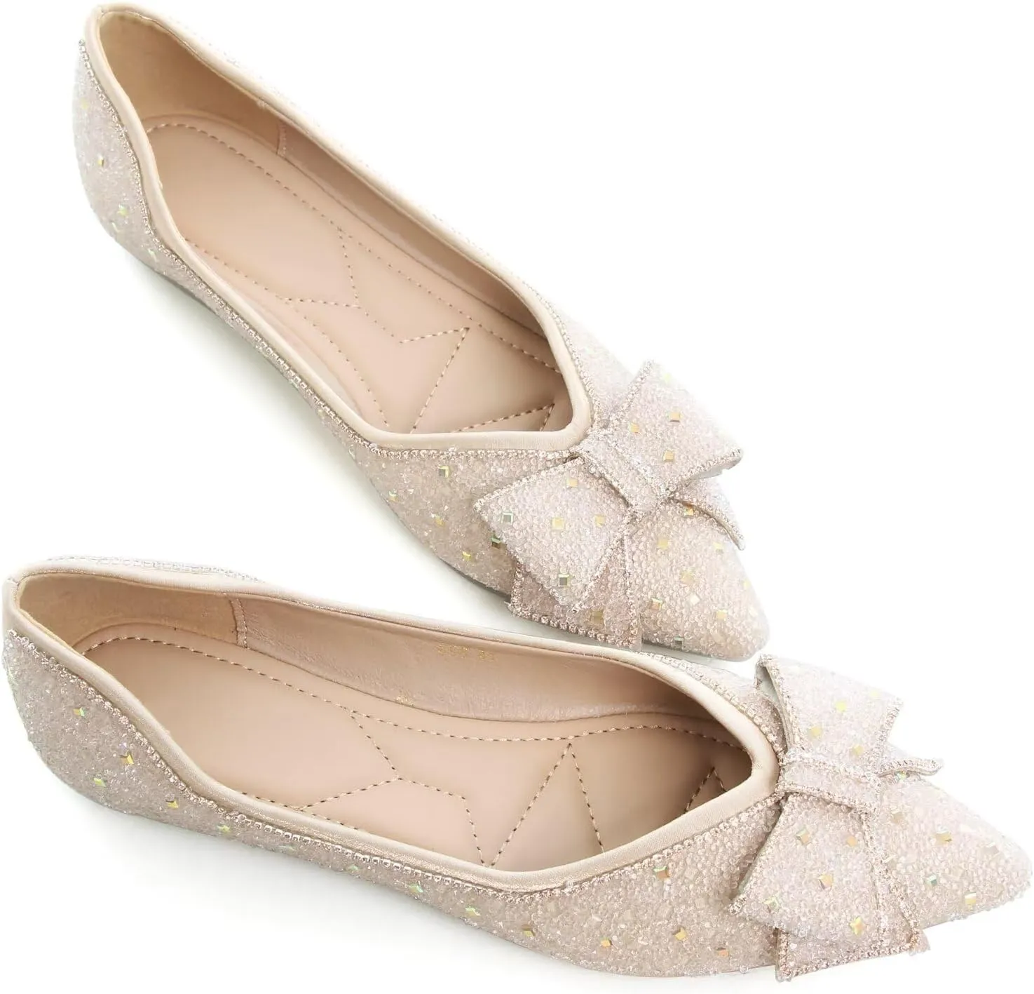 SAILING LU Women's Flats Shoes Sparkly Rhinestone Dressy Casual Slip ons Ballet Flats Floral Dress Shoes for Women Wedding Flats Comfortable