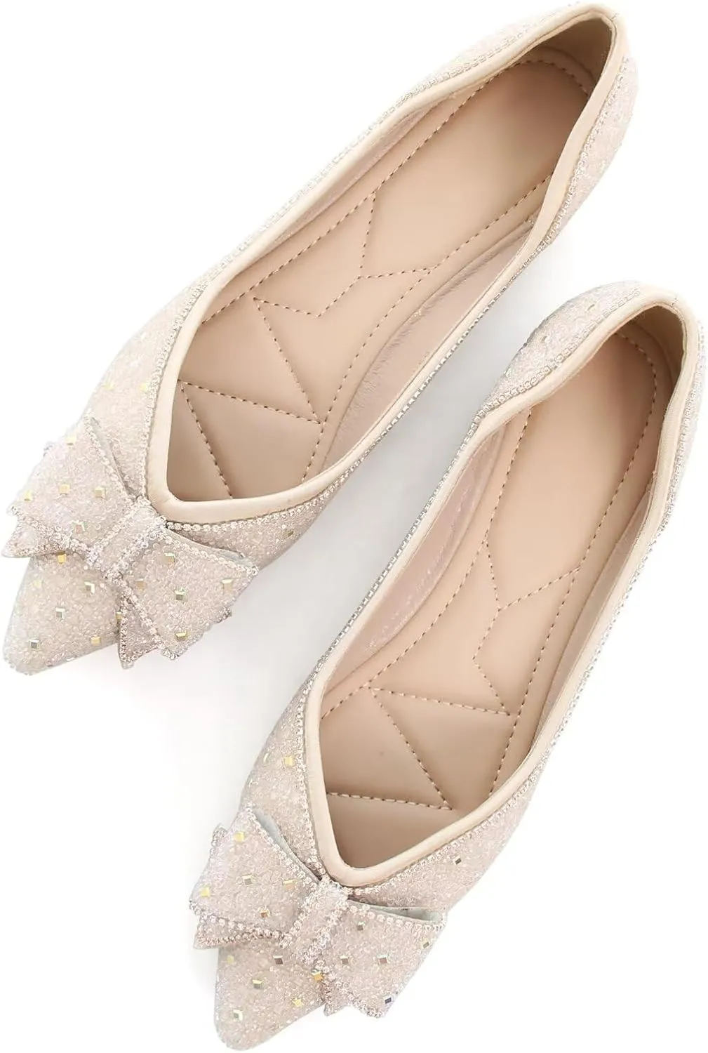 SAILING LU Women's Flats Shoes Sparkly Rhinestone Dressy Casual Slip ons Ballet Flats Floral Dress Shoes for Women Wedding Flats Comfortable