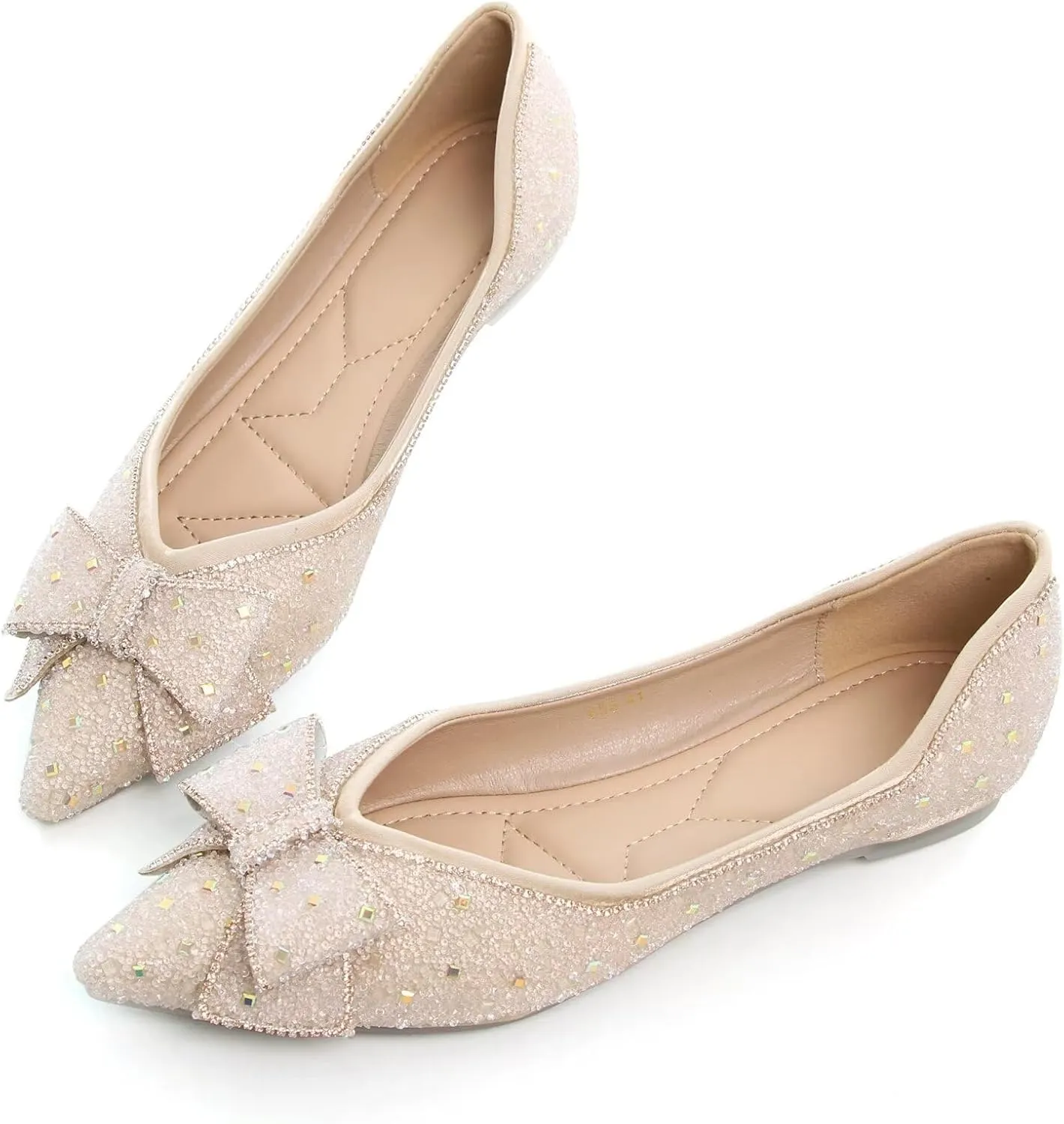 SAILING LU Women's Flats Shoes Sparkly Rhinestone Dressy Casual Slip ons Ballet Flats Floral Dress Shoes for Women Wedding Flats Comfortable