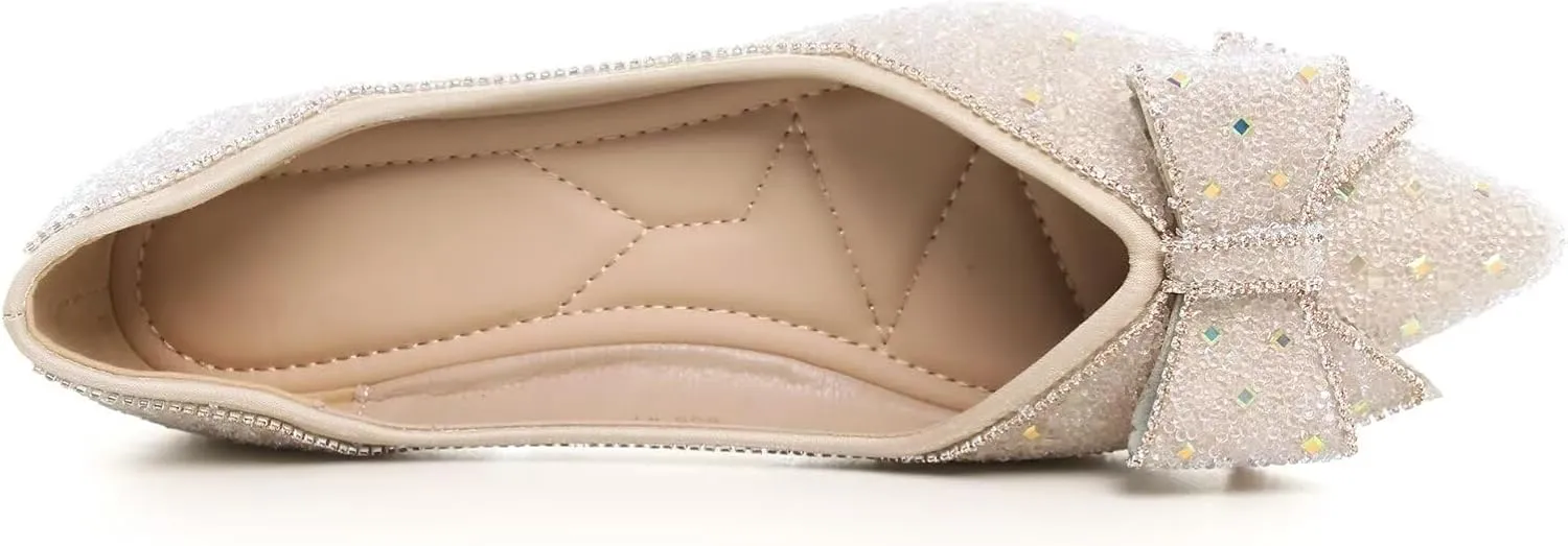 SAILING LU Women's Flats Shoes Sparkly Rhinestone Dressy Casual Slip ons Ballet Flats Floral Dress Shoes for Women Wedding Flats Comfortable