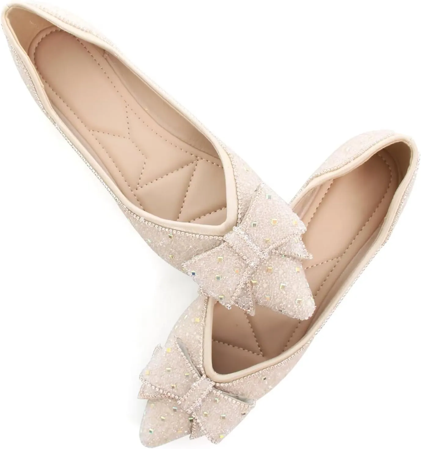SAILING LU Women's Flats Shoes Sparkly Rhinestone Dressy Casual Slip ons Ballet Flats Floral Dress Shoes for Women Wedding Flats Comfortable