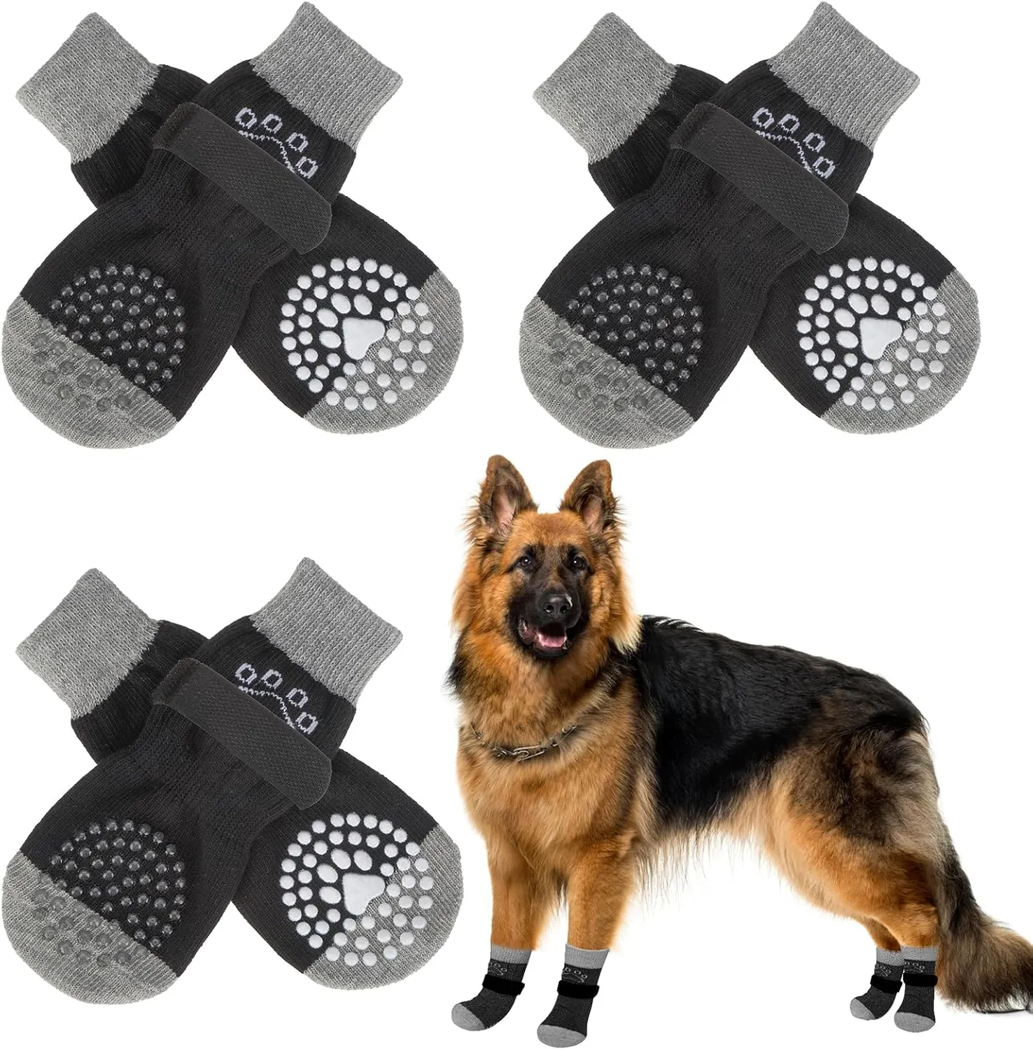 SCENEREAL Anti-Slip Dog Socks to Prevent Licking Paws, Dog Shoes for Hot/Cold Pavement, Dog Boots & Paw Protectors with Grippers for Hardwood Floors, Dog Booties for Small Medium Large Senior Dogs