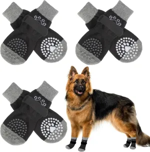 SCENEREAL Anti-Slip Dog Socks to Prevent Licking Paws, Dog Shoes for Hot/Cold Pavement, Dog Boots & Paw Protectors with Grippers for Hardwood Floors, Dog Booties for Small Medium Large Senior Dogs