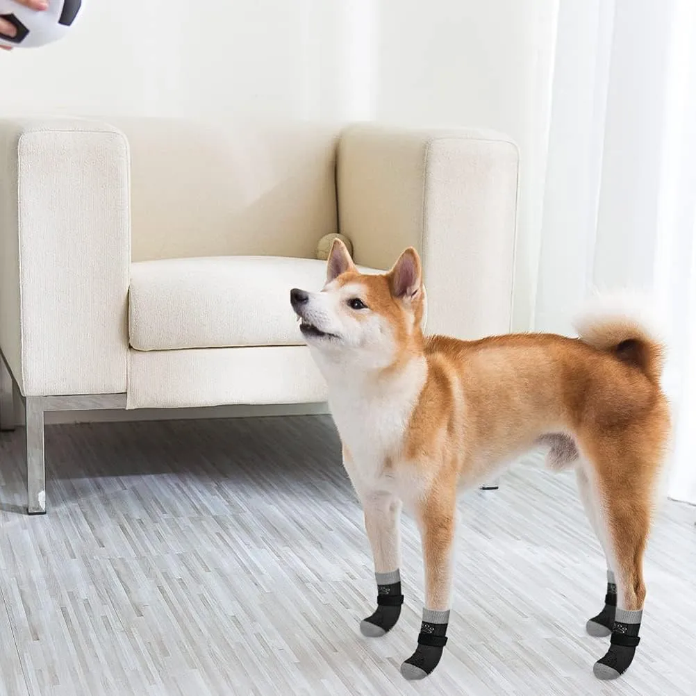 SCENEREAL Anti-Slip Dog Socks to Prevent Licking Paws, Dog Shoes for Hot/Cold Pavement, Dog Boots & Paw Protectors with Grippers for Hardwood Floors, Dog Booties for Small Medium Large Senior Dogs