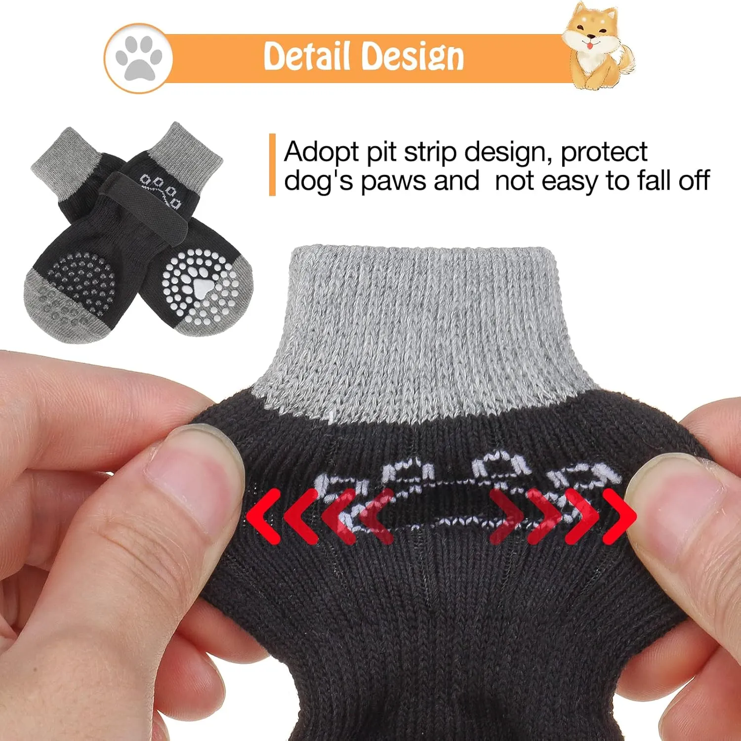 SCENEREAL Anti-Slip Dog Socks to Prevent Licking Paws, Dog Shoes for Hot/Cold Pavement, Dog Boots & Paw Protectors with Grippers for Hardwood Floors, Dog Booties for Small Medium Large Senior Dogs