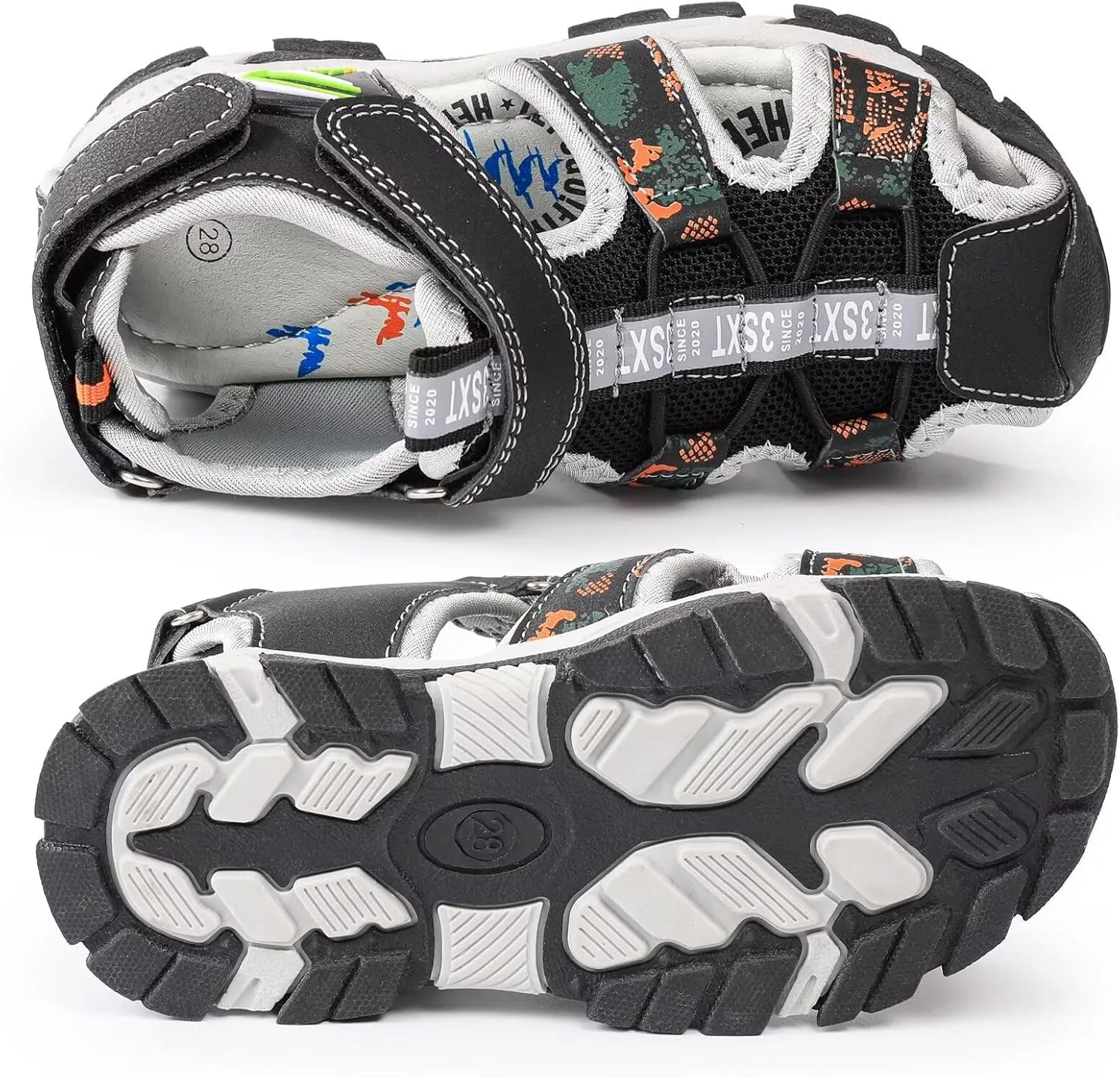 seannel Kids Athletic Sandals Boys and Girls Outdoor Hiking Sports Closed-Toe Sandal Pool Beach Shoes Summer Water shoes