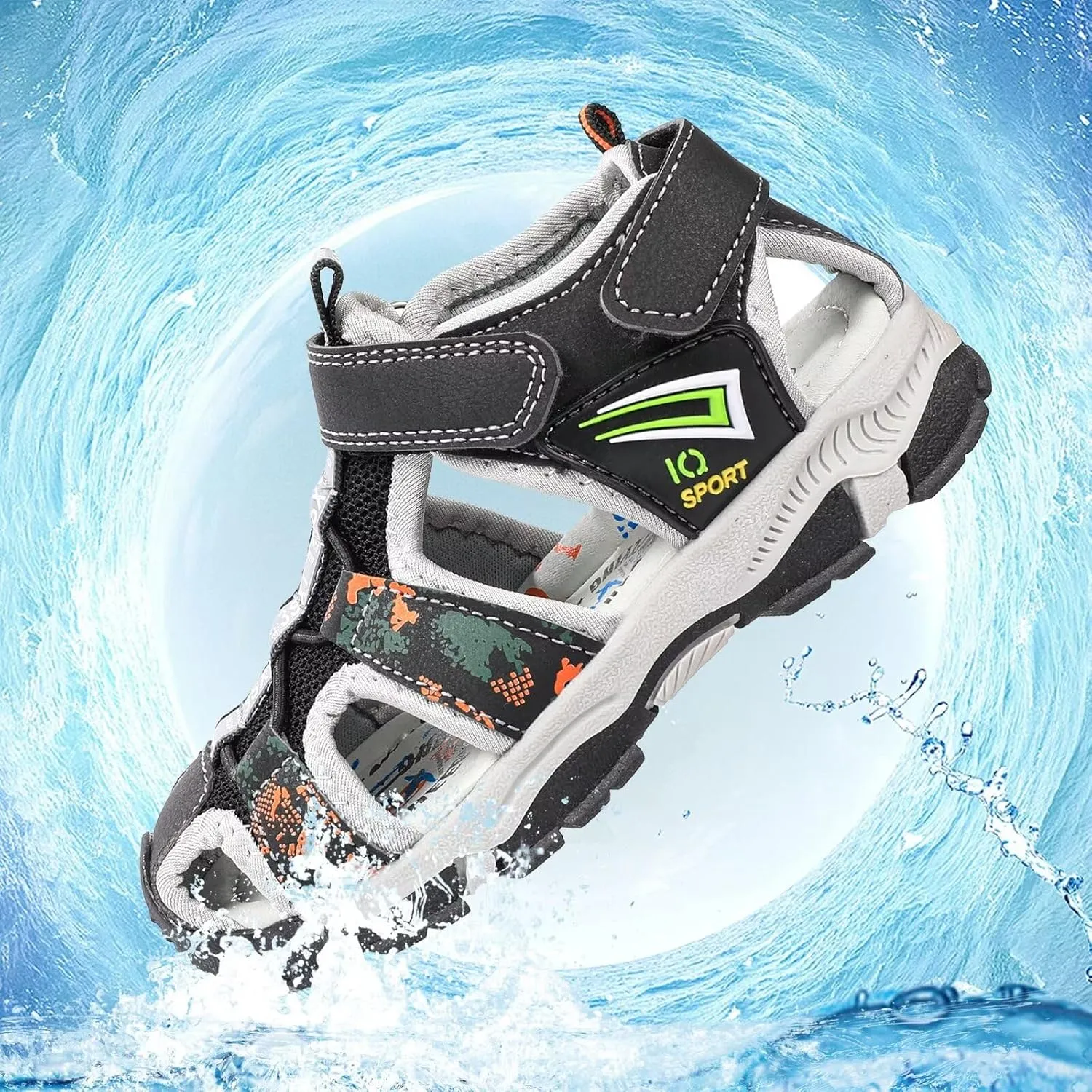 seannel Kids Athletic Sandals Boys and Girls Outdoor Hiking Sports Closed-Toe Sandal Pool Beach Shoes Summer Water shoes