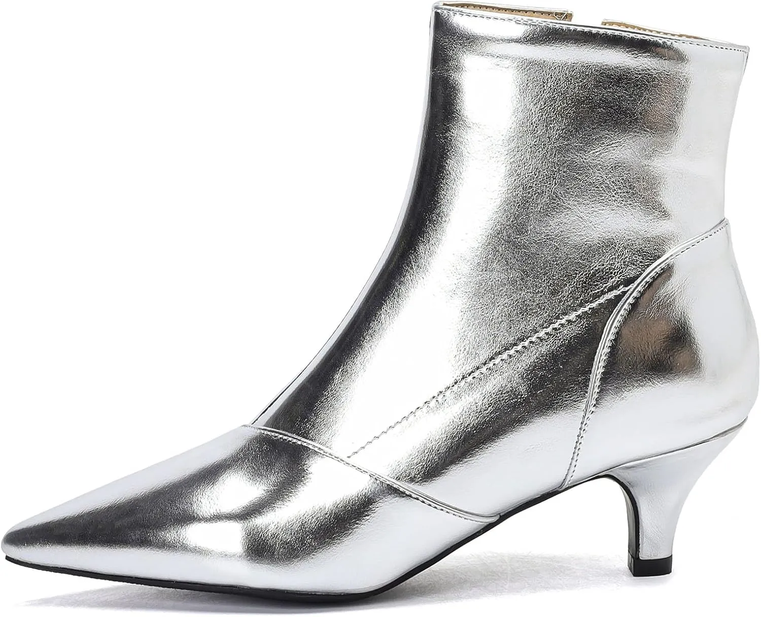 SHEMEE Fashion Womens Kitten Heels Ankle Boots Sexy Pointy Toe Booties Mid Heels Zipper Work Party Dress Shoes