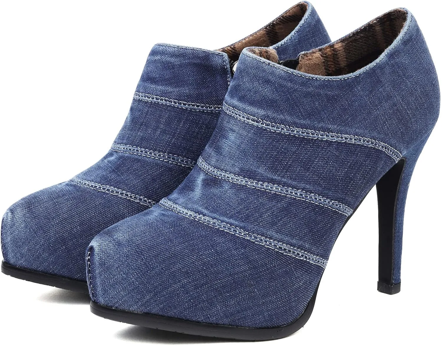 SHEMEE Women's Platform Stiletto High Heel Ankle Booties Thin Heels Pumps Side Zip Short Boots Shoes
