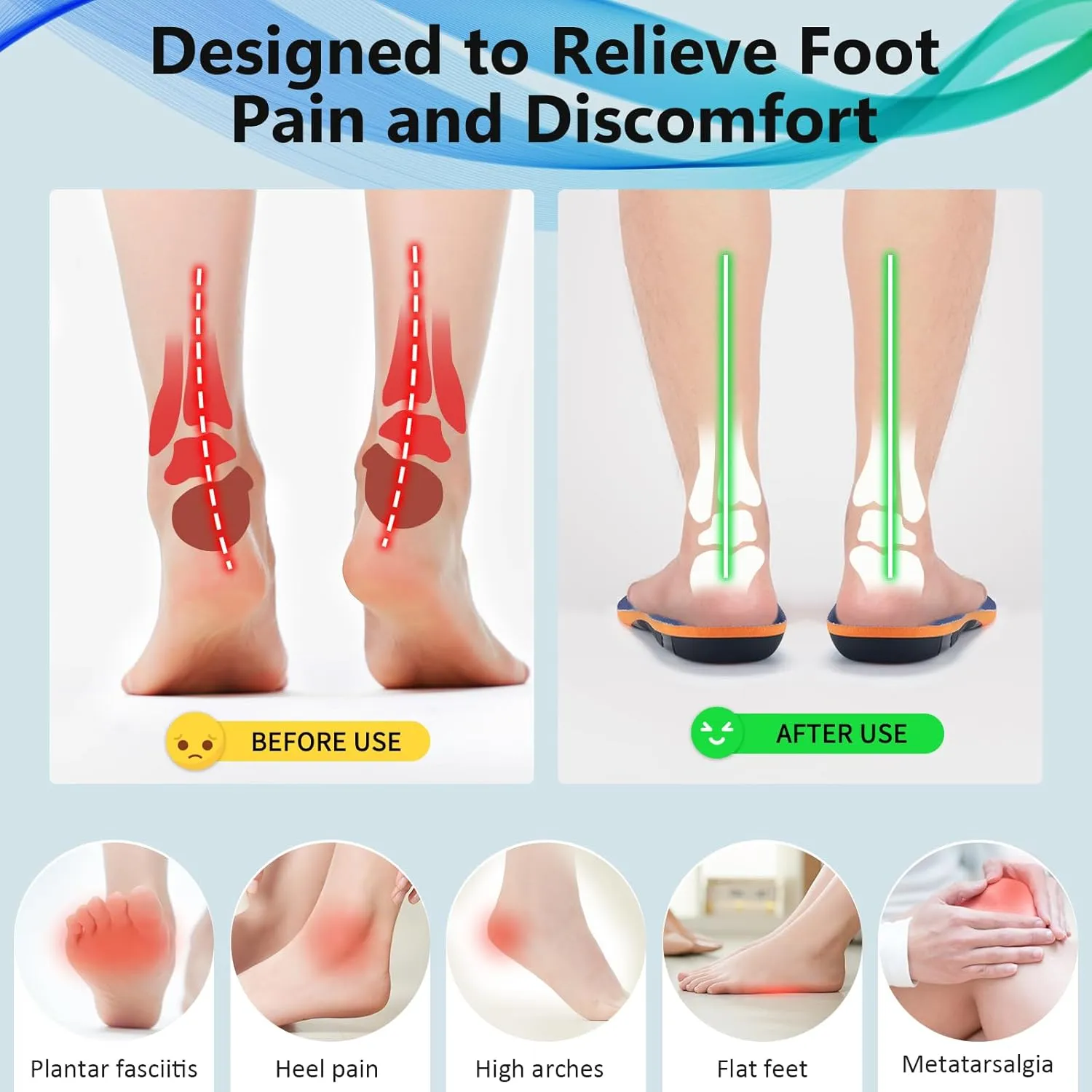 Shoe Insoles with Arch Support Plantar Fasciitis Relief for Men Women Runing, 220Lbs Orthotics Insole Shoes Insert Pads fit Sneakers and Work Boot for Standing All Day- 2 Pairs- Men 10-12/Women 12-14