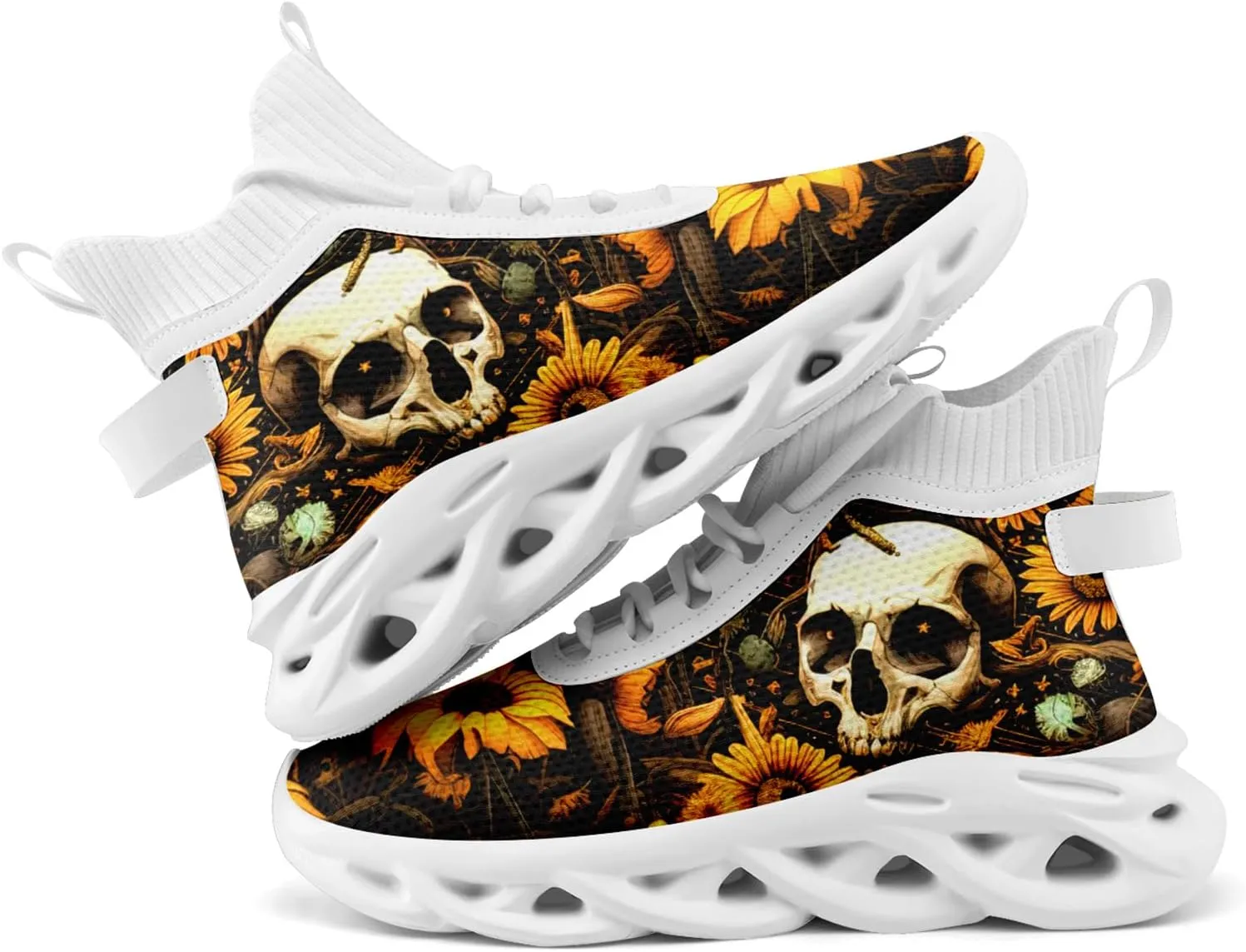 Skull Running Shoes for Men Women Fashion Sneakers Lightweight Breathable Athletic Trainer Walking Tennis Shoes