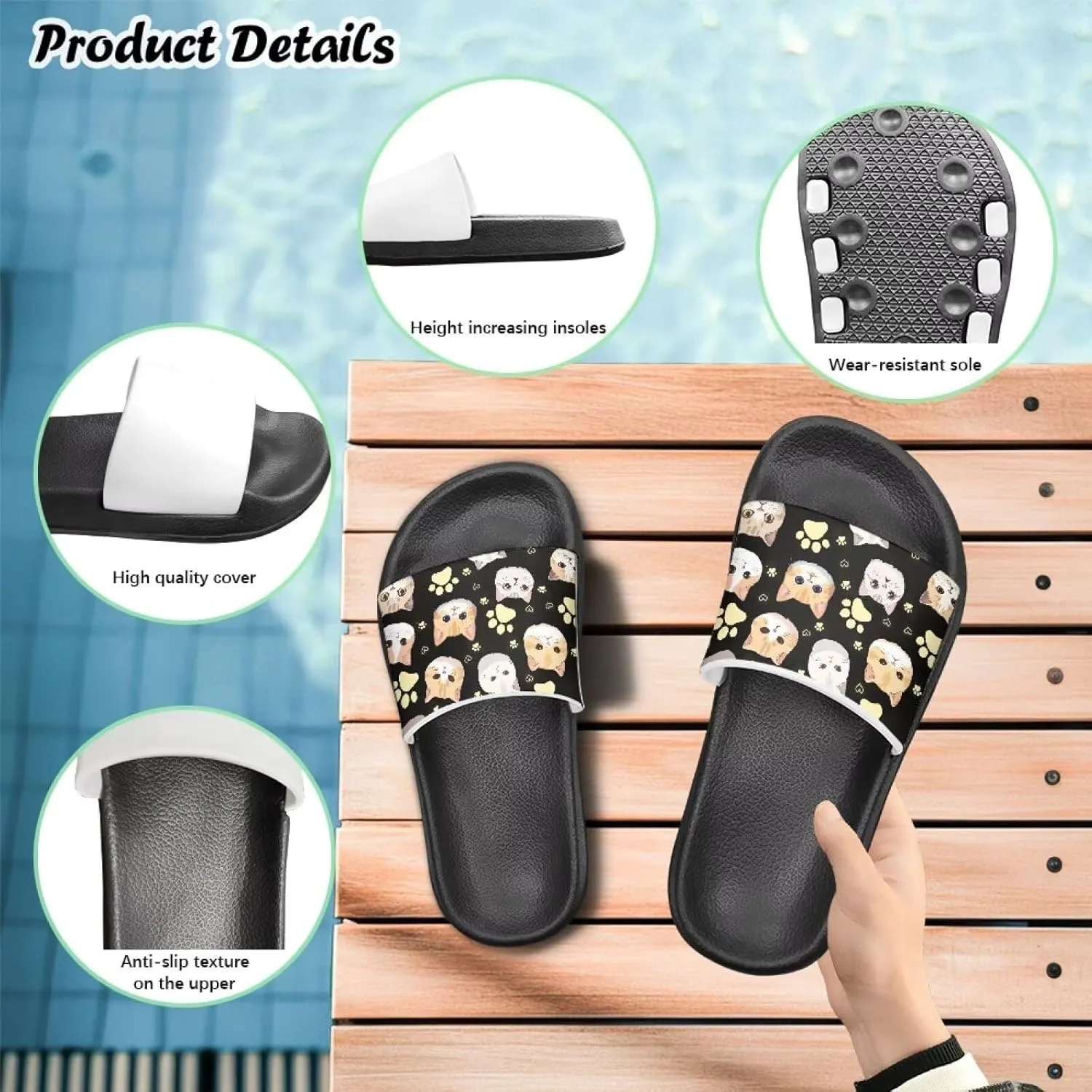 Slides for Girls - Comfortable Slip-On Kids Sandals, Slides for Indoor and Outdoor The Beach and Pool