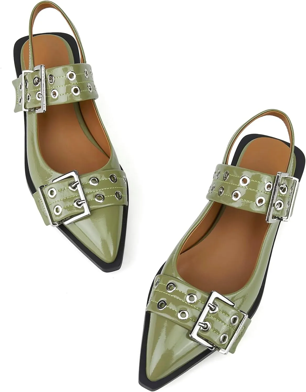 Slingback Ballet Flats for Women, Flats Closed Toe Ankle Strap Pump Shoes Flats Formal Dressy Comfortable Casual Classic Office Party Shoes