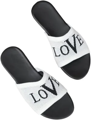 Slippers For Women EVA Thin Flat Thong Sandals Slip on Love Print Summer Beach Casual Comfort Slides