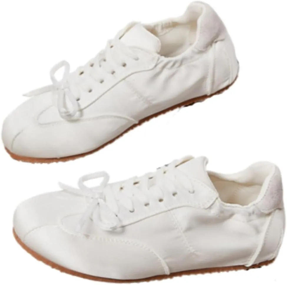 Sneakerina Ballet Sneaker Shoes For Women Girls Flats Cute Casual Lightweight Running Soft with Bow Decorated - Y2K Retro Non Slip Tennis & Racquet Sport Preppy Elegant Athleisure Comfortable Walking