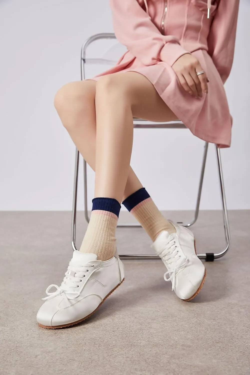 Sneakerina Ballet Sneaker Shoes For Women Girls Flats Cute Casual Lightweight Running Soft with Bow Decorated - Y2K Retro Non Slip Tennis & Racquet Sport Preppy Elegant Athleisure Comfortable Walking