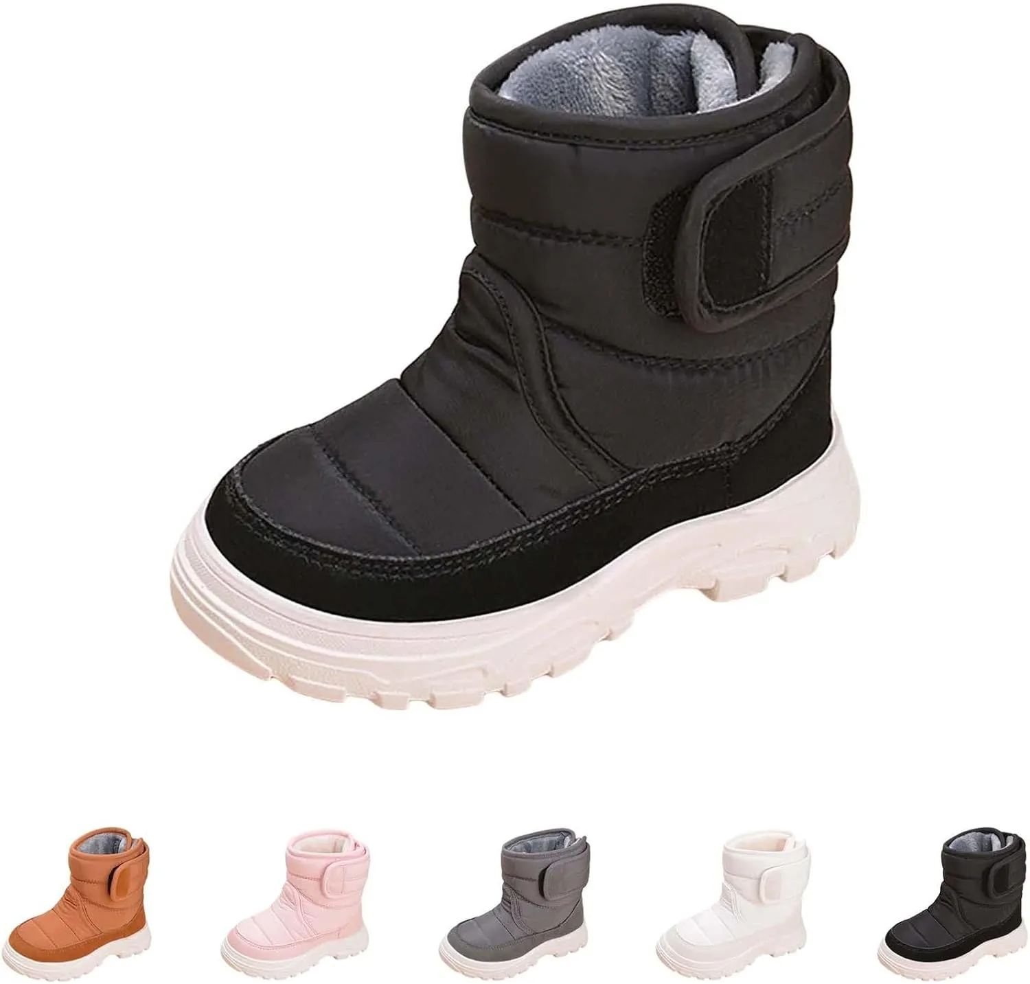 Snow Boots for Kids Boys Girls Winter High Top Non-Slip Shoes Cold Weather Faux F𝘂r Lined Outdoor Sport Sneaker