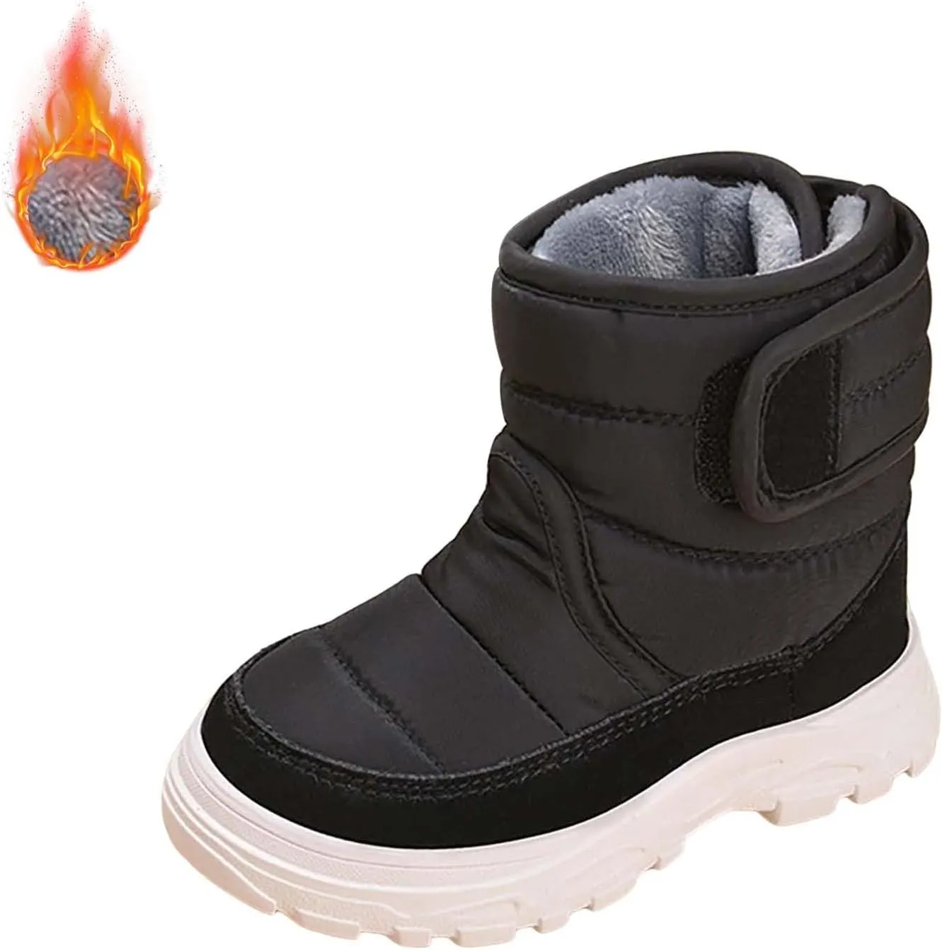 Snow Boots for Kids Boys Girls Winter High Top Non-Slip Shoes Cold Weather Faux F𝘂r Lined Outdoor Sport Sneaker